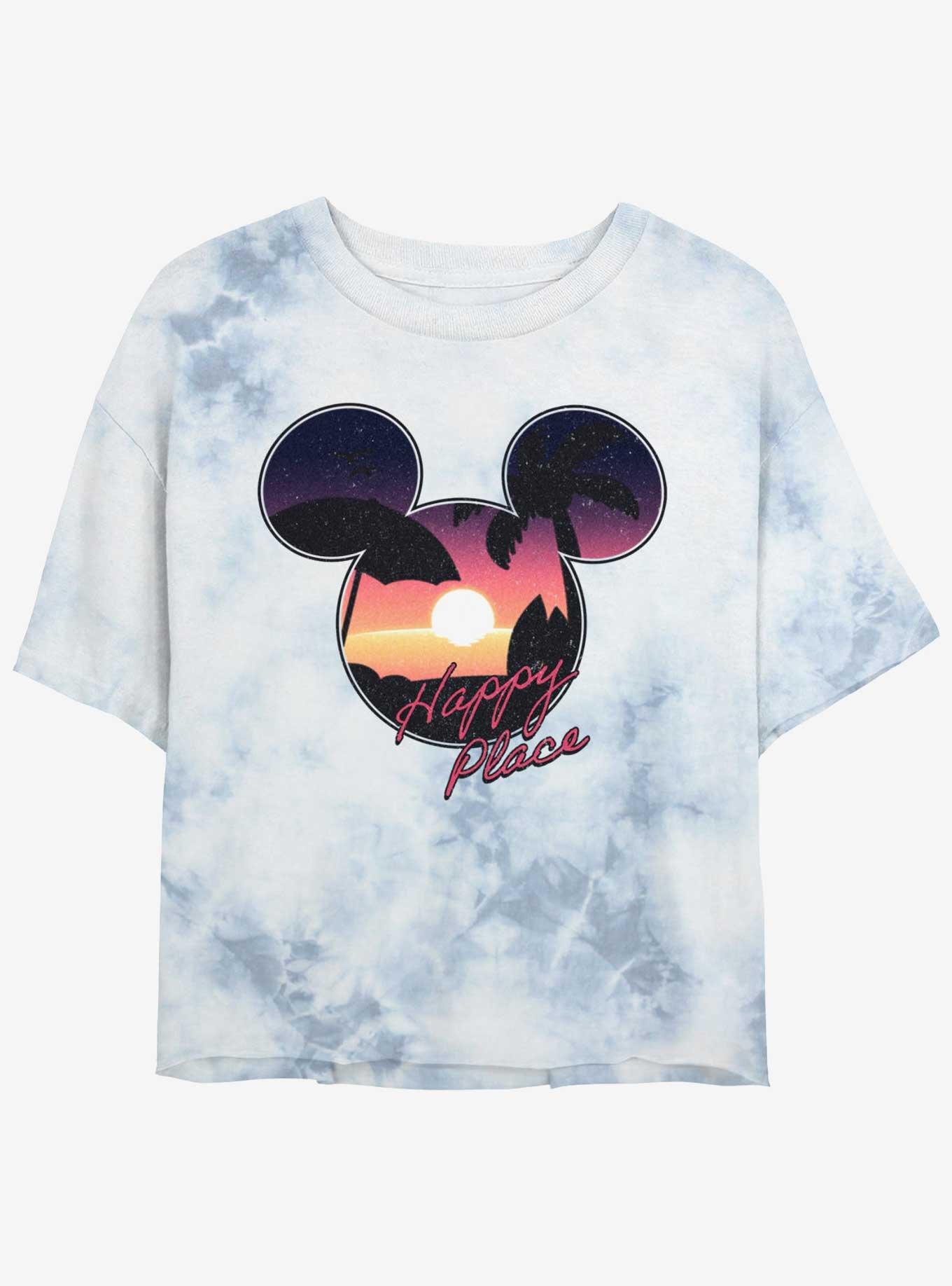 Disney Mickey Mouse Beach Happy Place Girls Tie-Dye Crop T-Shirt, , hi-res