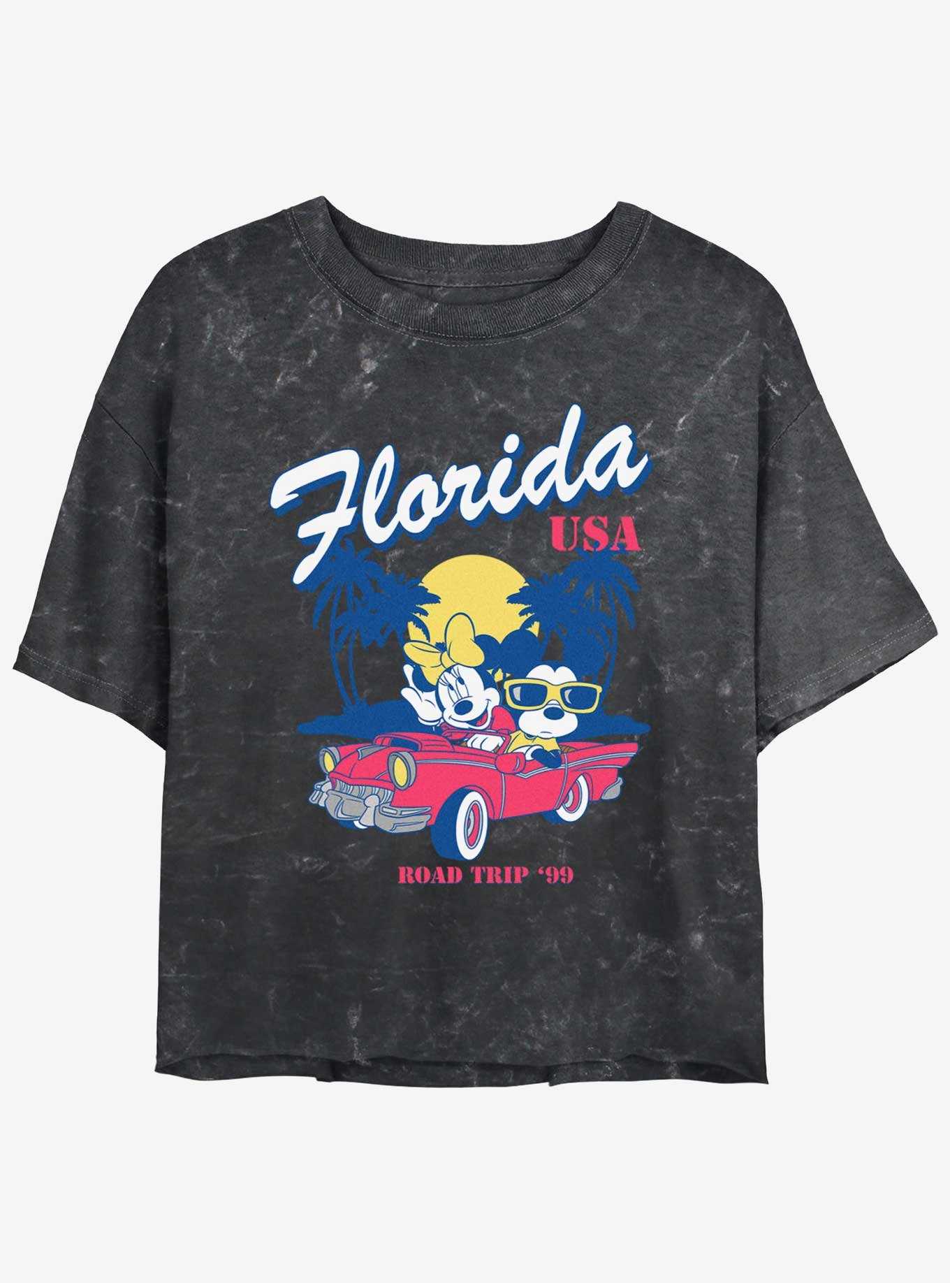 Disney Mickey Mouse & Minnie Mouse Road Trip Girls Mineral Wash Crop T-Shirt, , hi-res