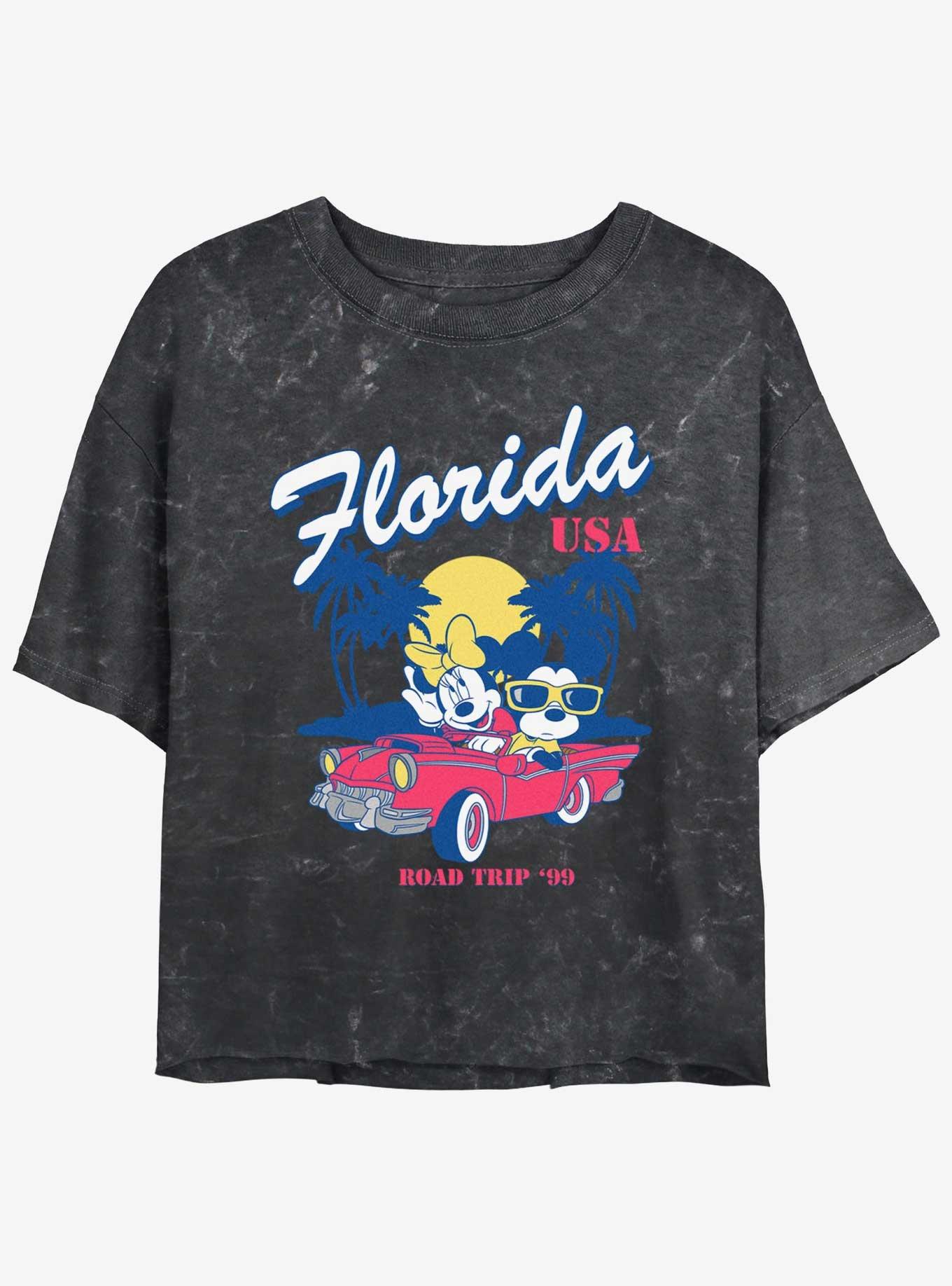 Disney Mickey Mouse Mickey Minnie Road Trip Womens Mineral Wash Crop T-Shirt, , hi-res