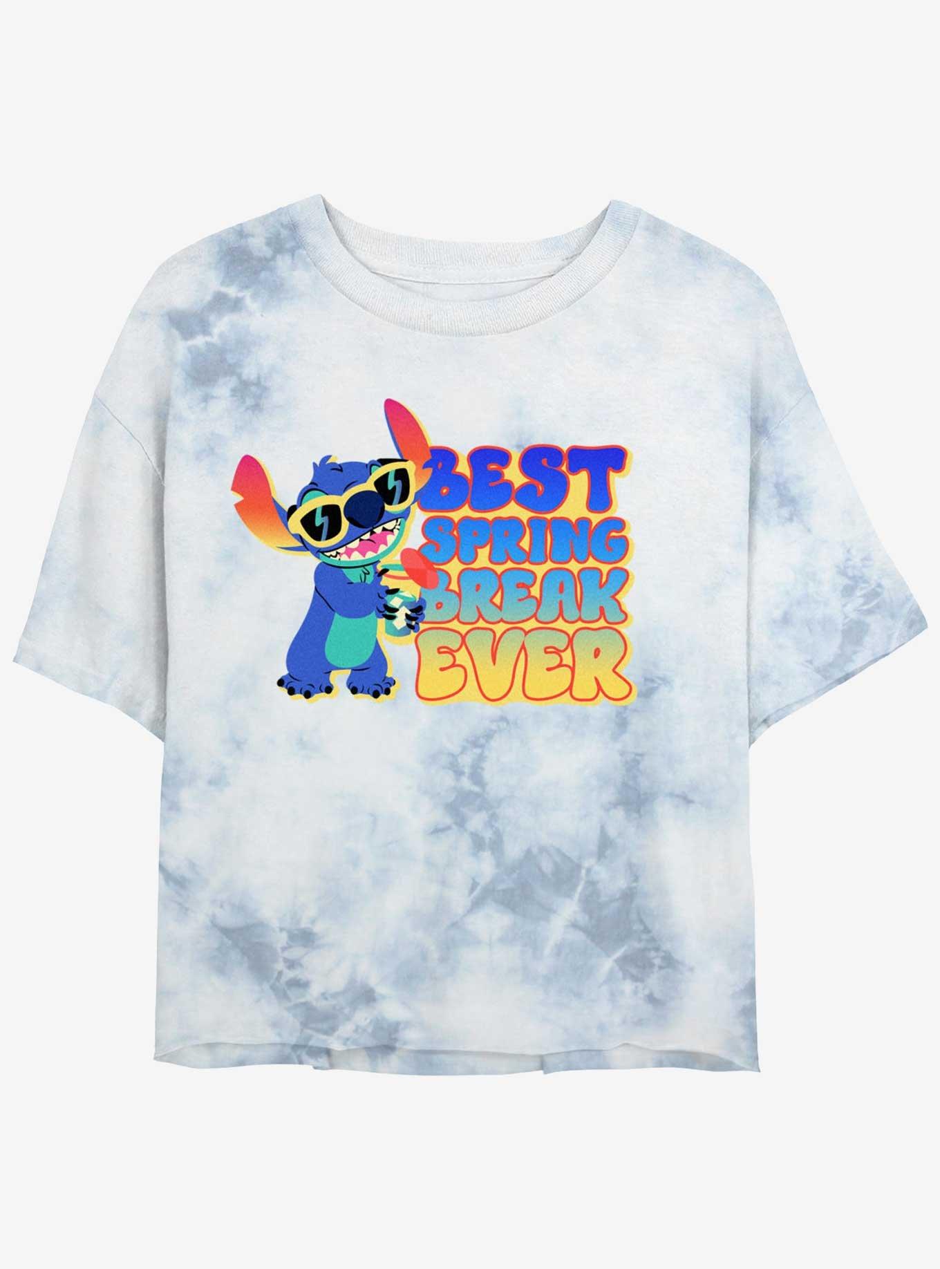 Disney Lilo & Stitch Best Spring Break Ever Womens Tie-Dye Crop T-Shirt, , hi-res