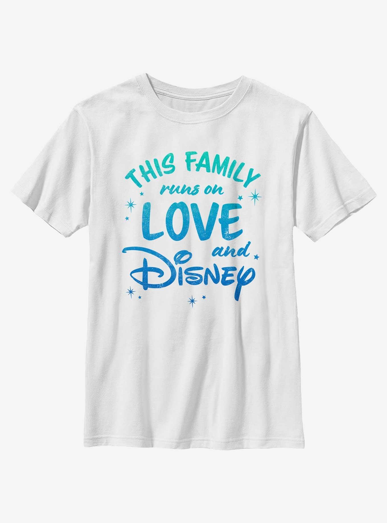 Disney This Family Runs On Love and Disney Youth T-Shirt, WHITE, hi-res