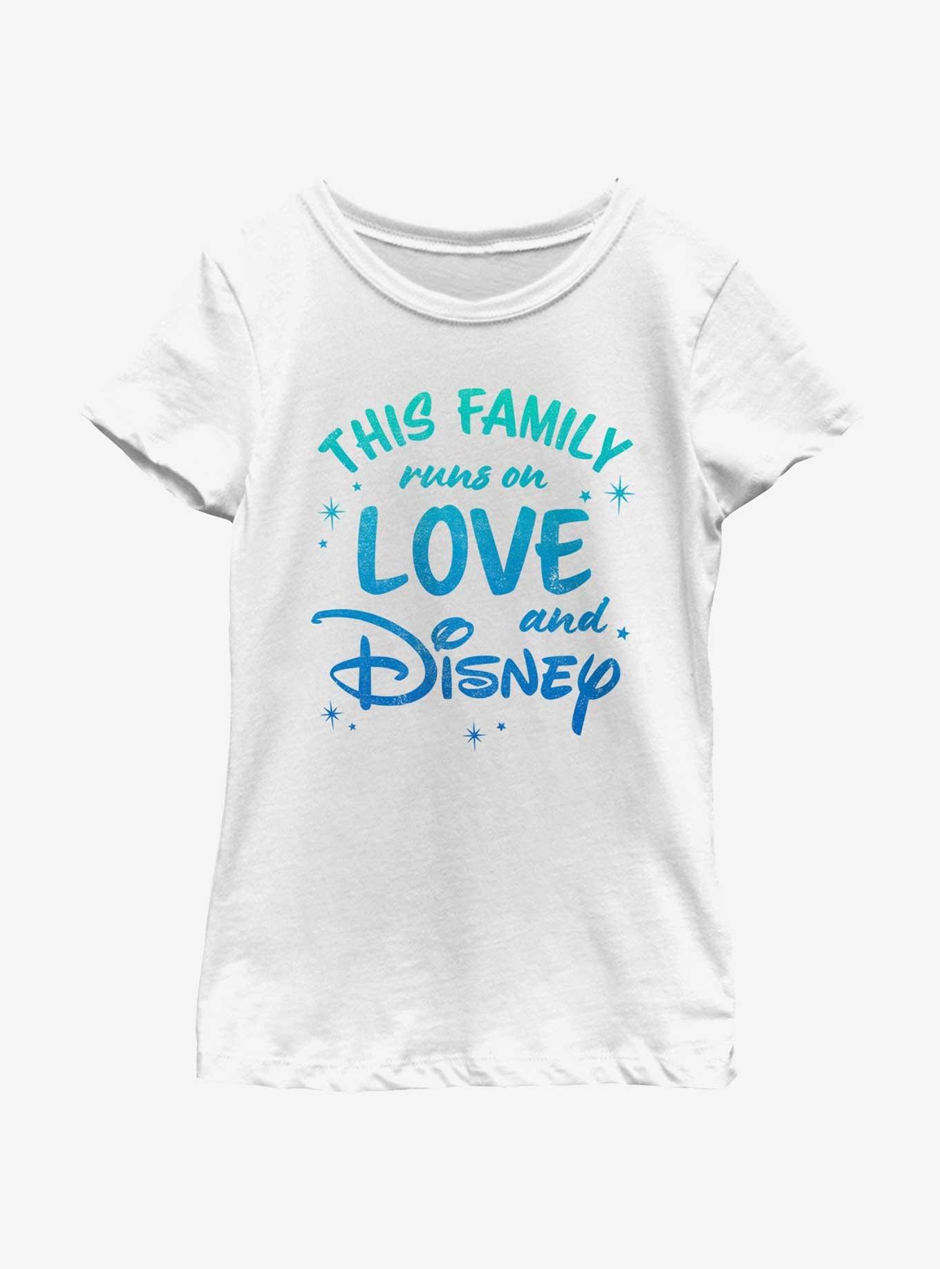 Disney This Family Runs On Love and Disney Youth Girls T-Shirt, WHITE, hi-res