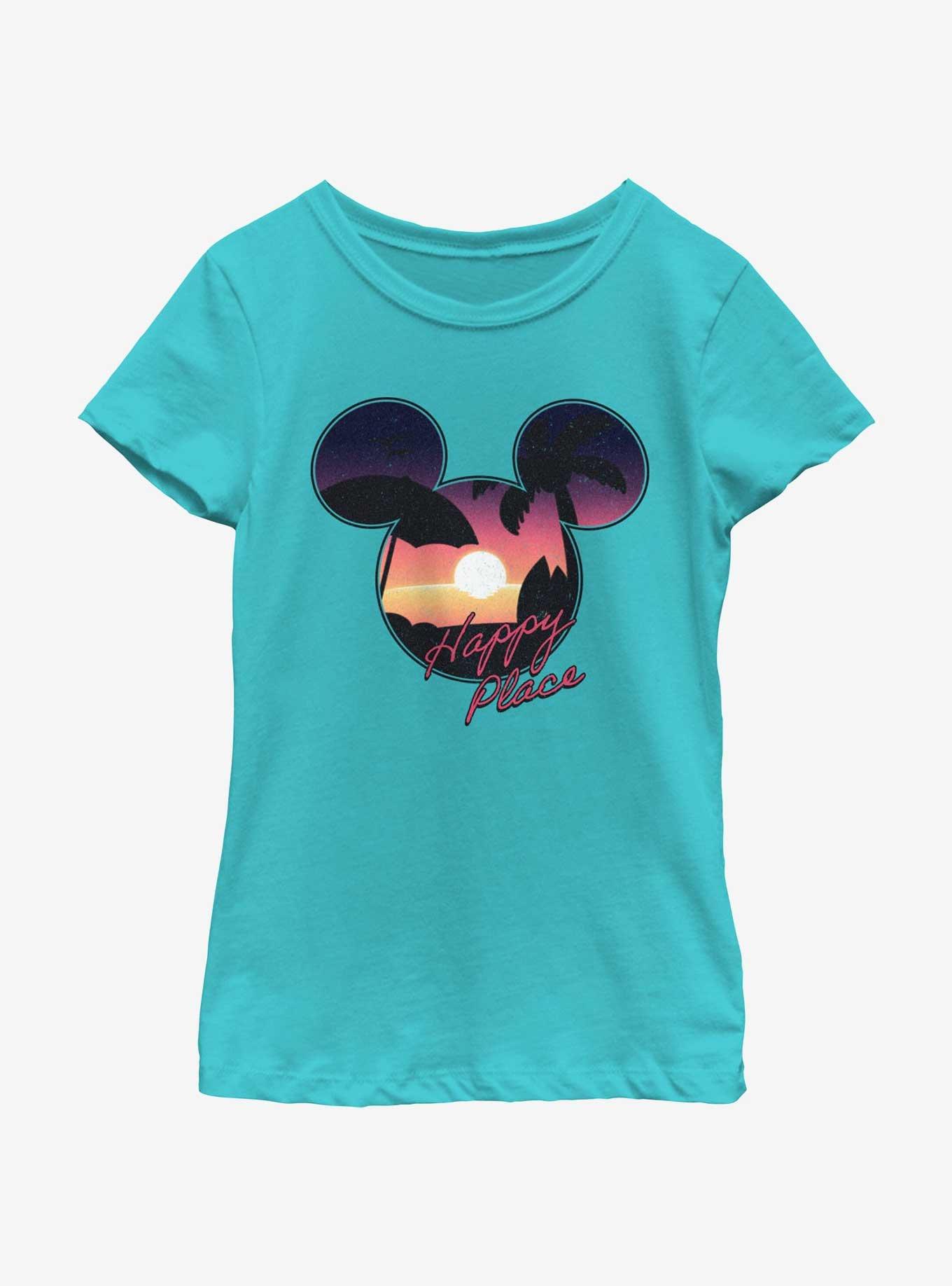 Disney Mickey Mouse Beach Happy Place Youth Girls T-Shirt