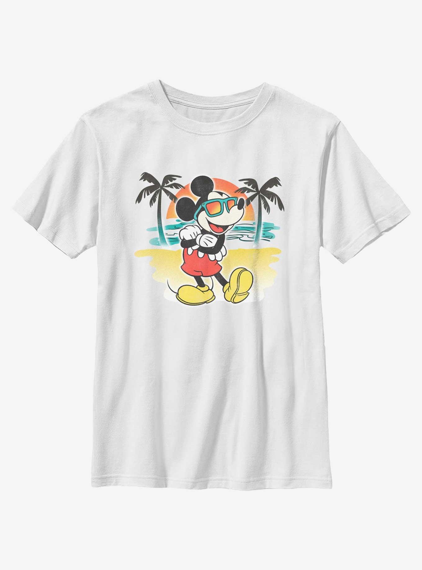 Disney Mickey Mouse Airbrushed Summer Youth T-Shirt, WHITE, hi-res