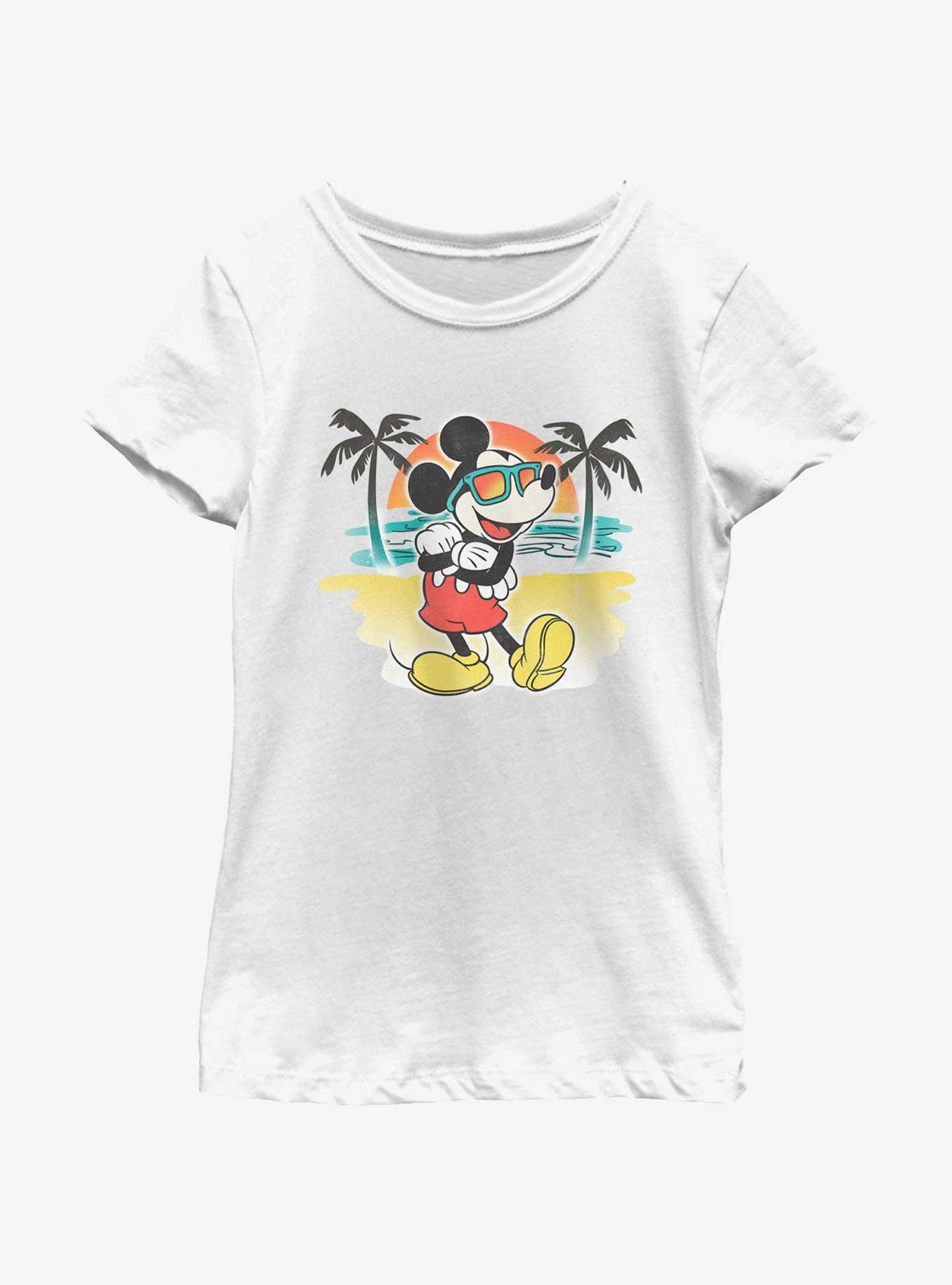 Disney Mickey Mouse Airbrushed Summer Youth Girls T-Shirt, WHITE, hi-res