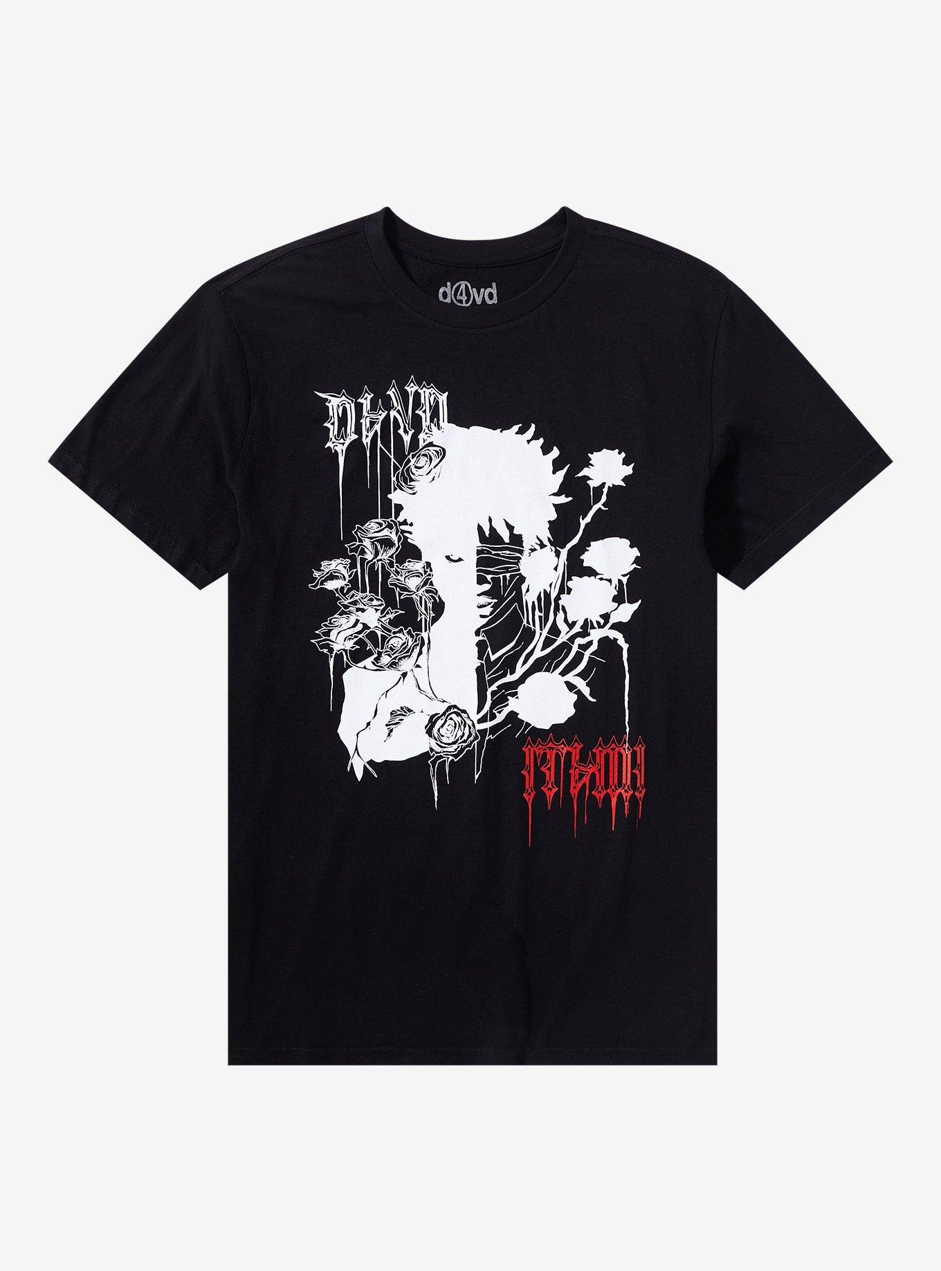 D4VD Anime Boy With Roses T-Shirt, BLACK, hi-res