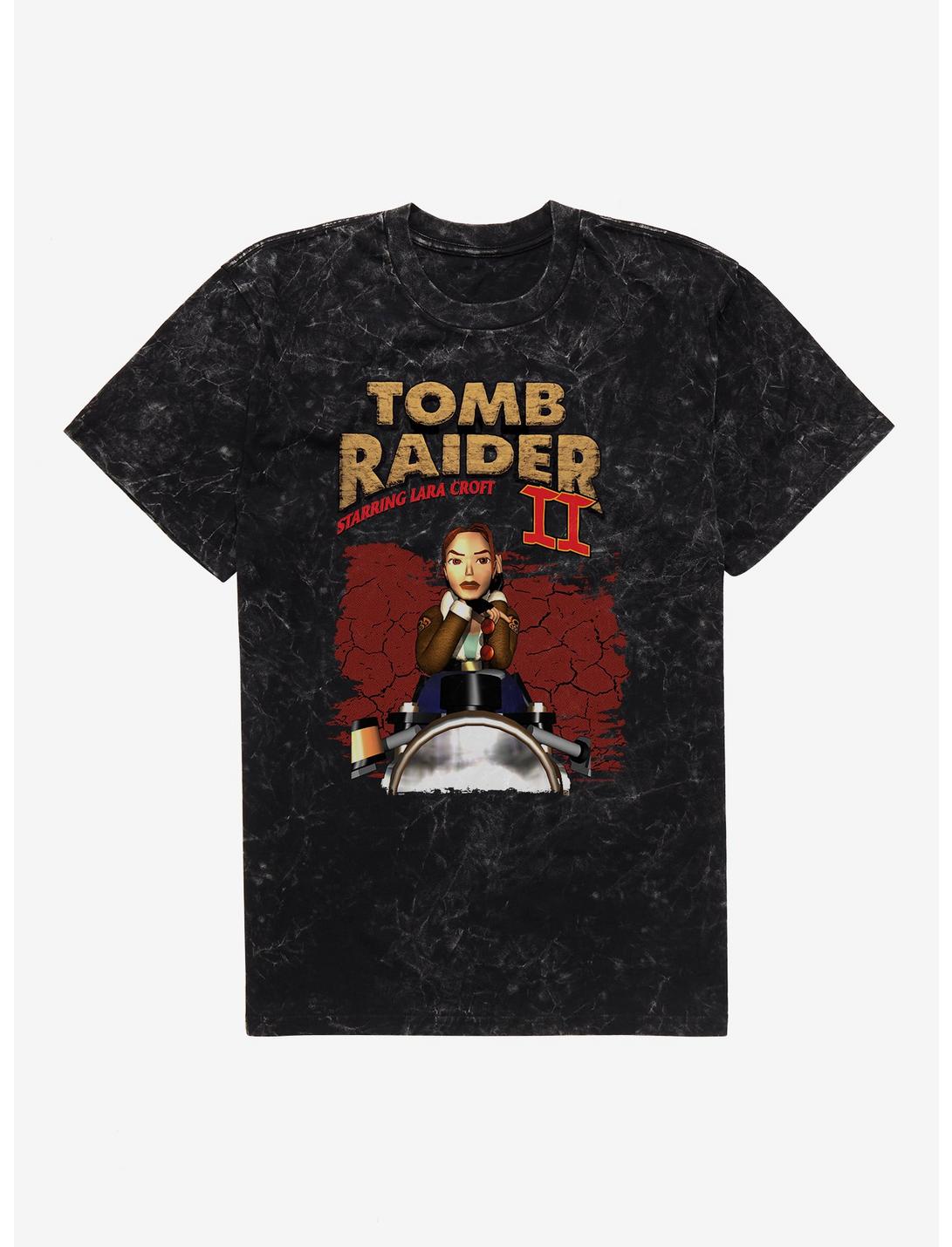 Tomb Raider II Starring Lara Croft Mineral Wash T-Shirt, BLACK MINERAL WASH, hi-res