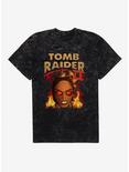 Tomb Raider II Lara Croft Flames Mineral Wash T-Shirt, BLACK MINERAL WASH, hi-res