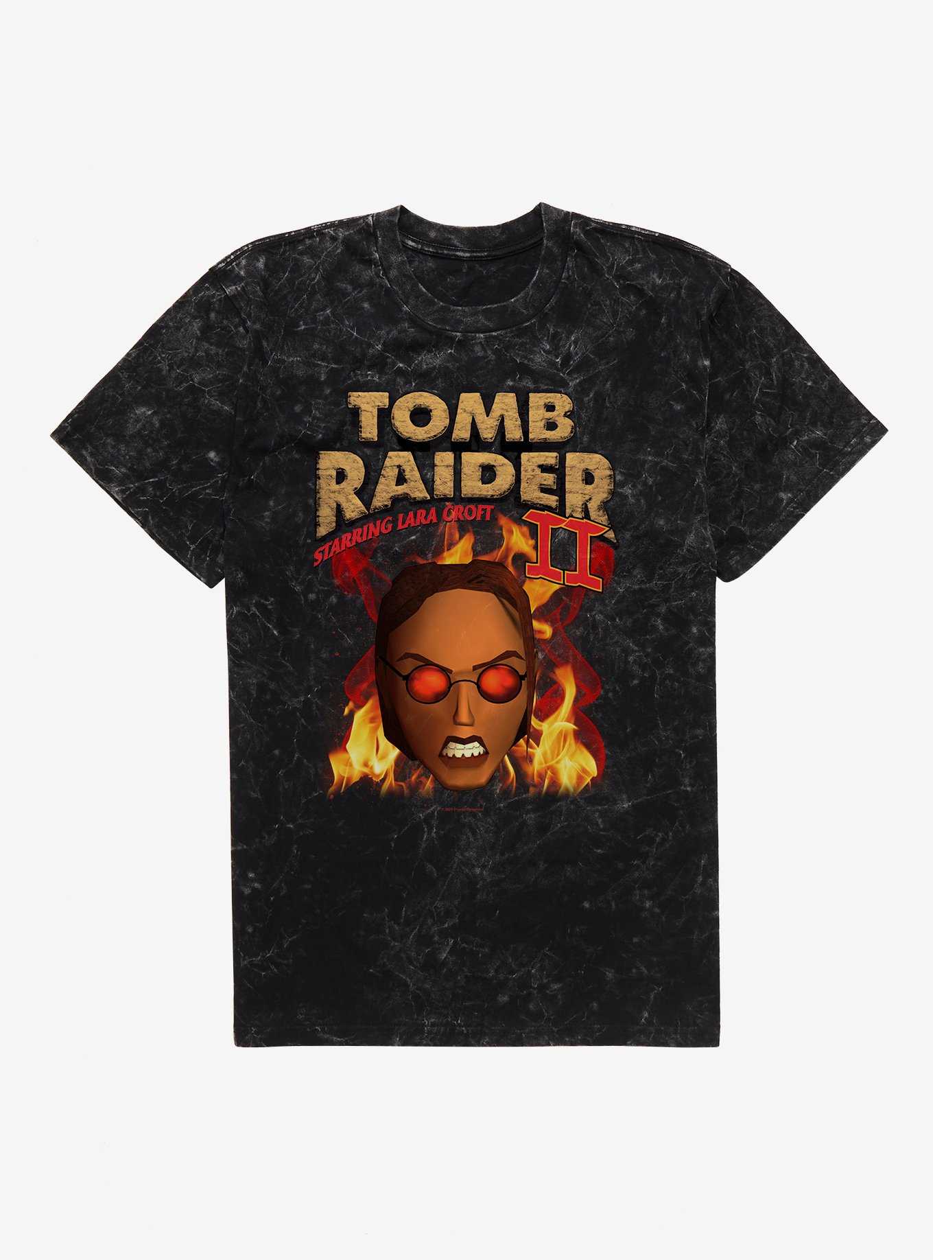 Tomb Raider II Lara Croft Flames Mineral Wash T-Shirt, , hi-res