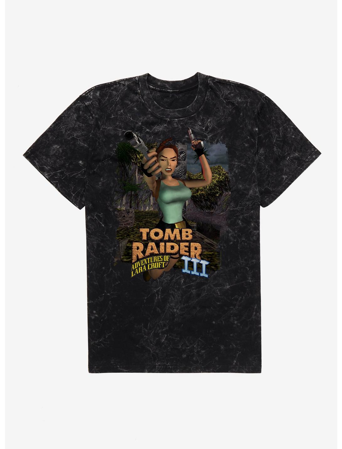 Tomb Raider III Jump Shot Mineral Wash T-Shirt, BLACK MINERAL WASH, hi-res