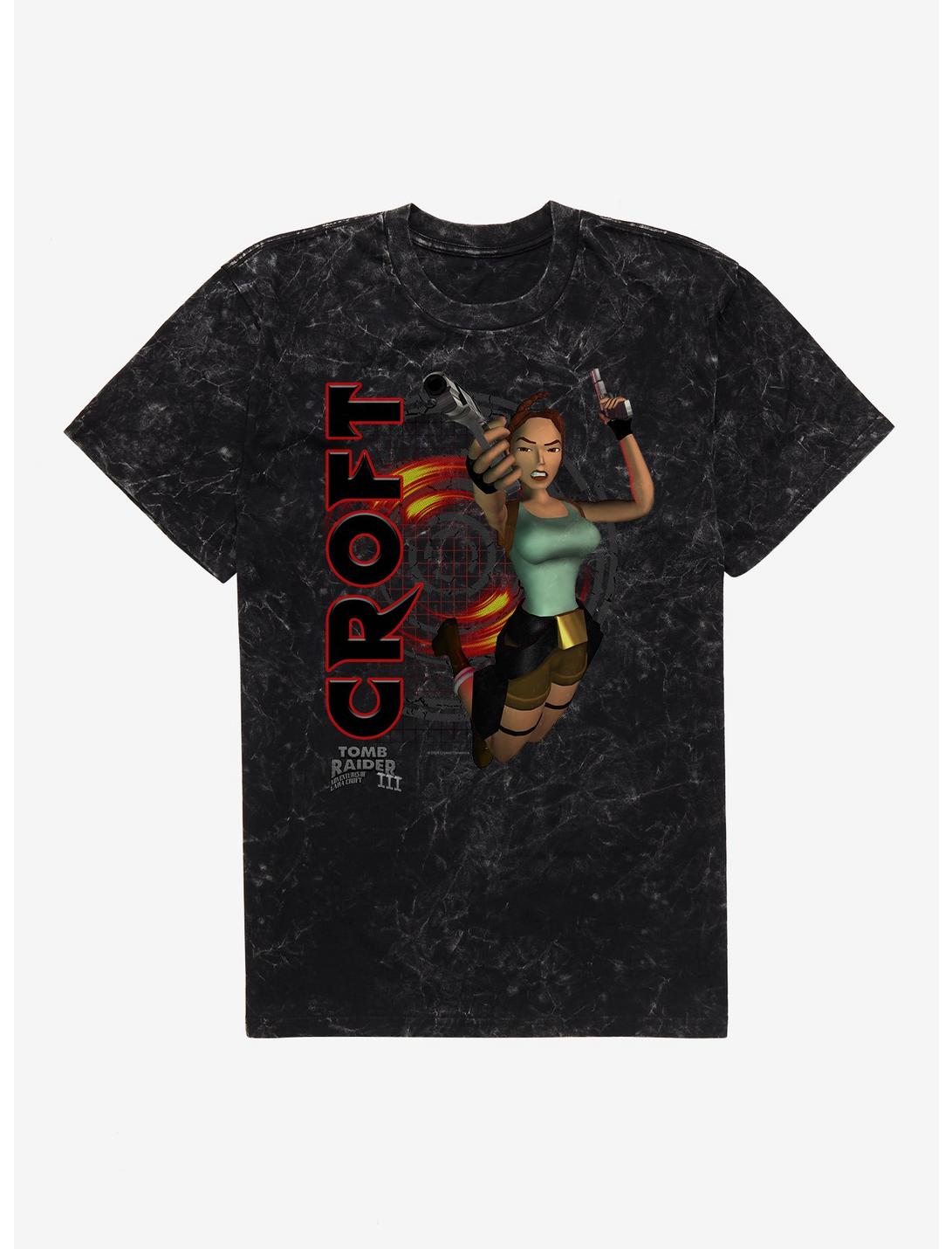 Tomb Raider III Croft Target Mineral Wash T-Shirt, BLACK MINERAL WASH, hi-res