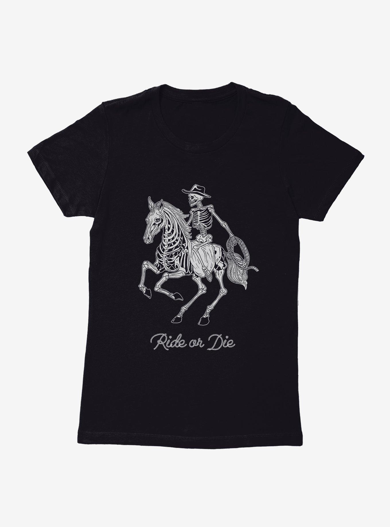 Ride Or Die Skeleton Cowboy Womens T-Shirt, , hi-res