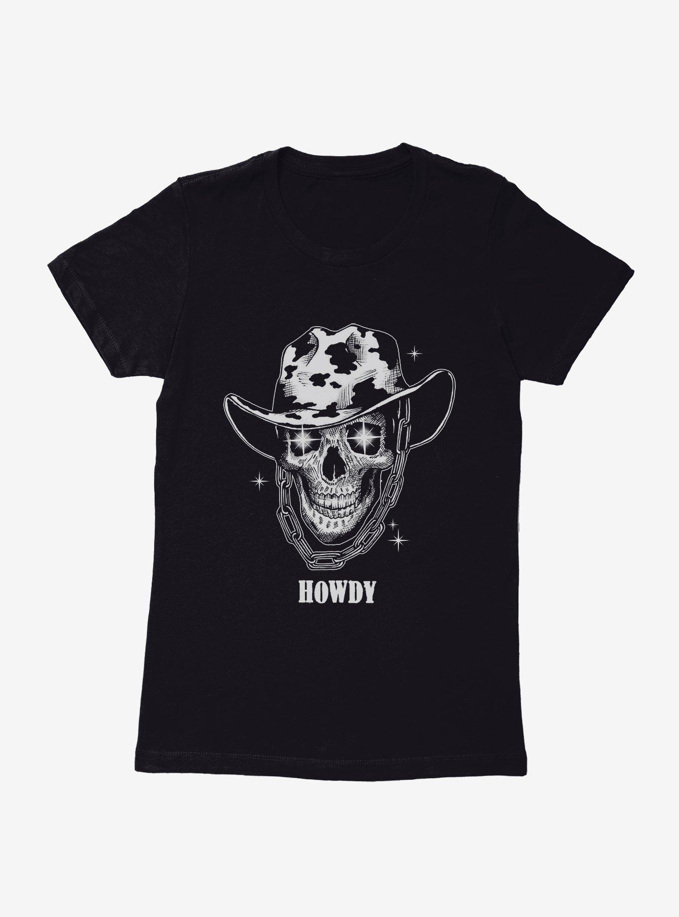 Howdy Cowboy Skull Womens T-Shirt, , hi-res