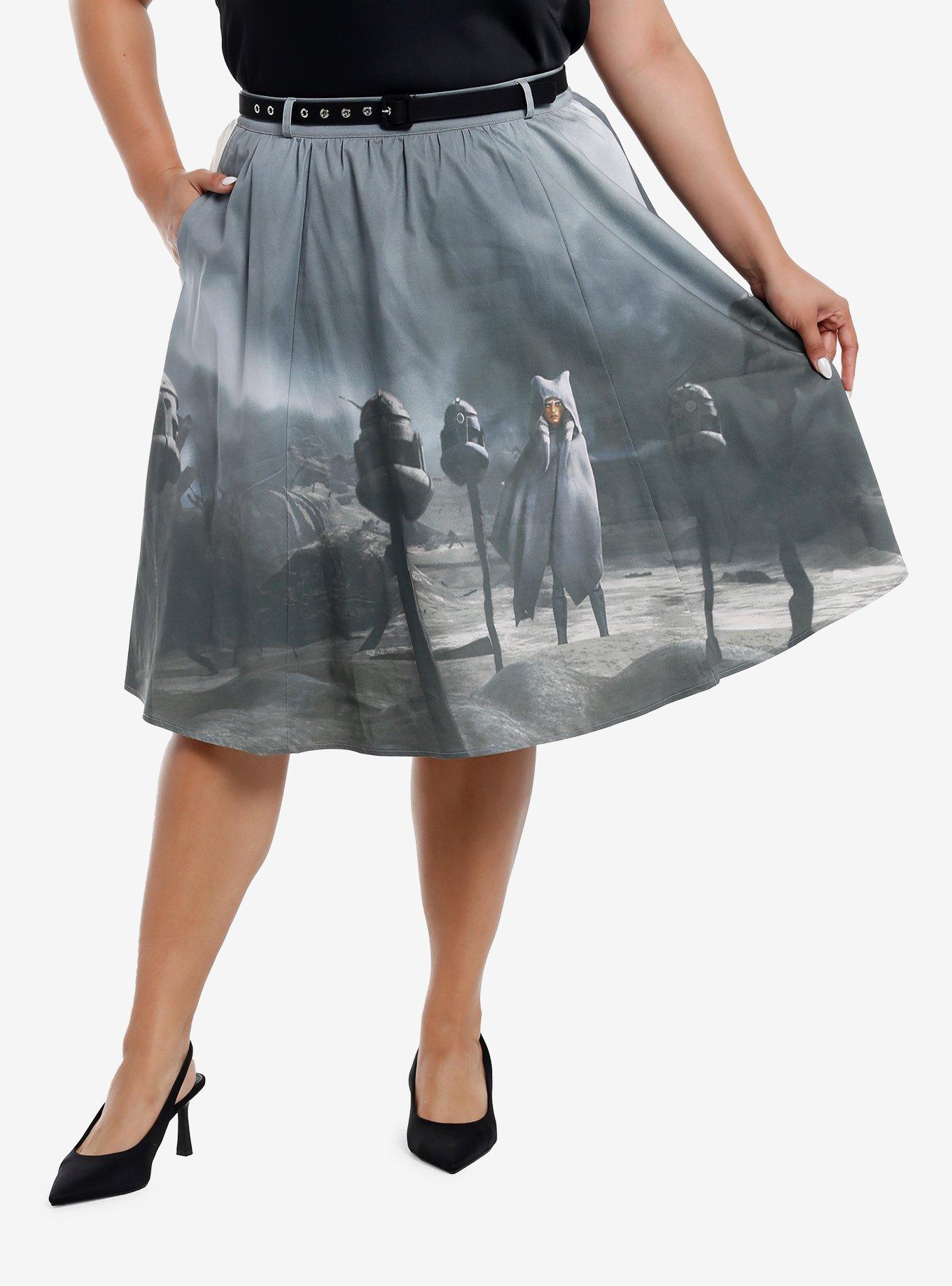 Her Universe Star Wars Ahsoka Tano Scenic Retro Skirt Plus Size Her Universe Exclusive, MULTI, hi-res