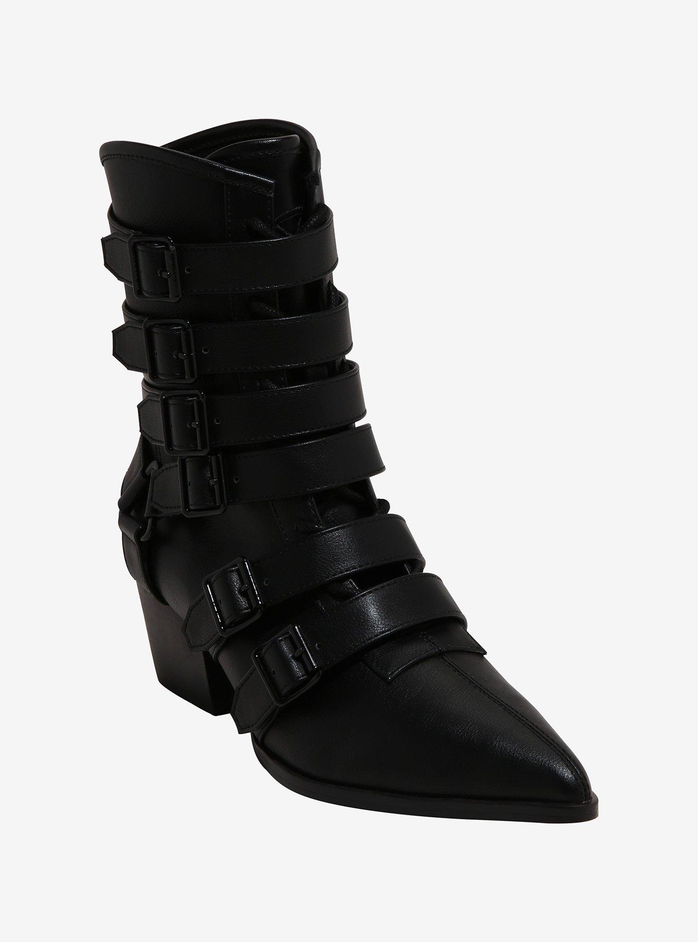 Strange Cvlt Black Coven Buckle Strap Boots