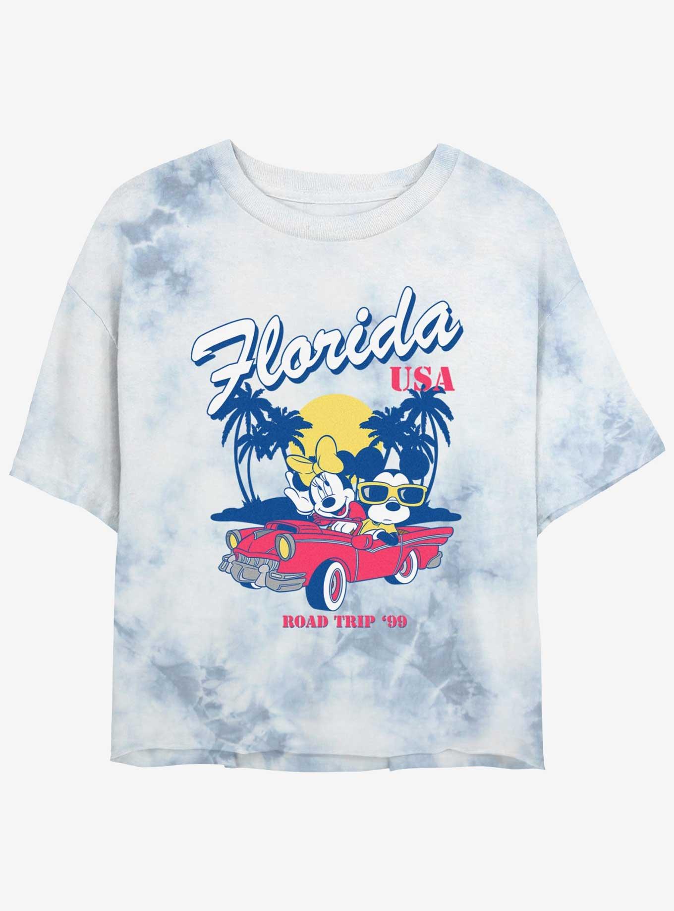 Disney Mickey Mouse Mickey Minnie Road Trip Womens Tie-Dye Crop T-Shirt, WHITEBLUE, hi-res