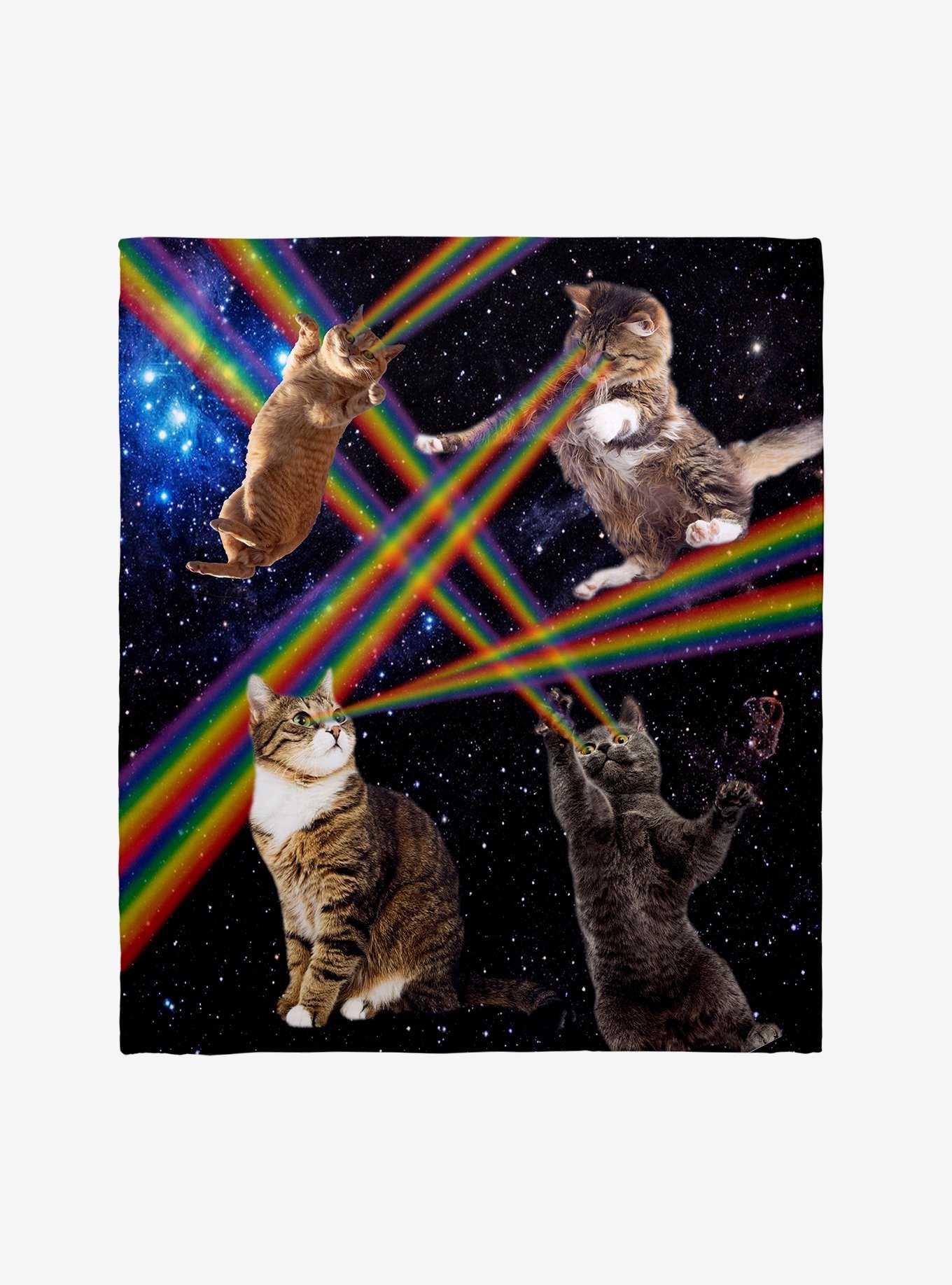 Cats Rainbow Laser In Space Throw Blanket, , hi-res