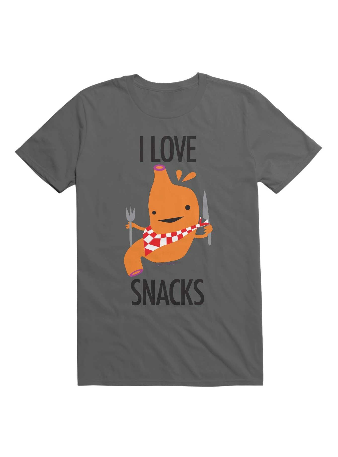 Stomach I Love Snacks T-Shirt, CHARCOAL, hi-res