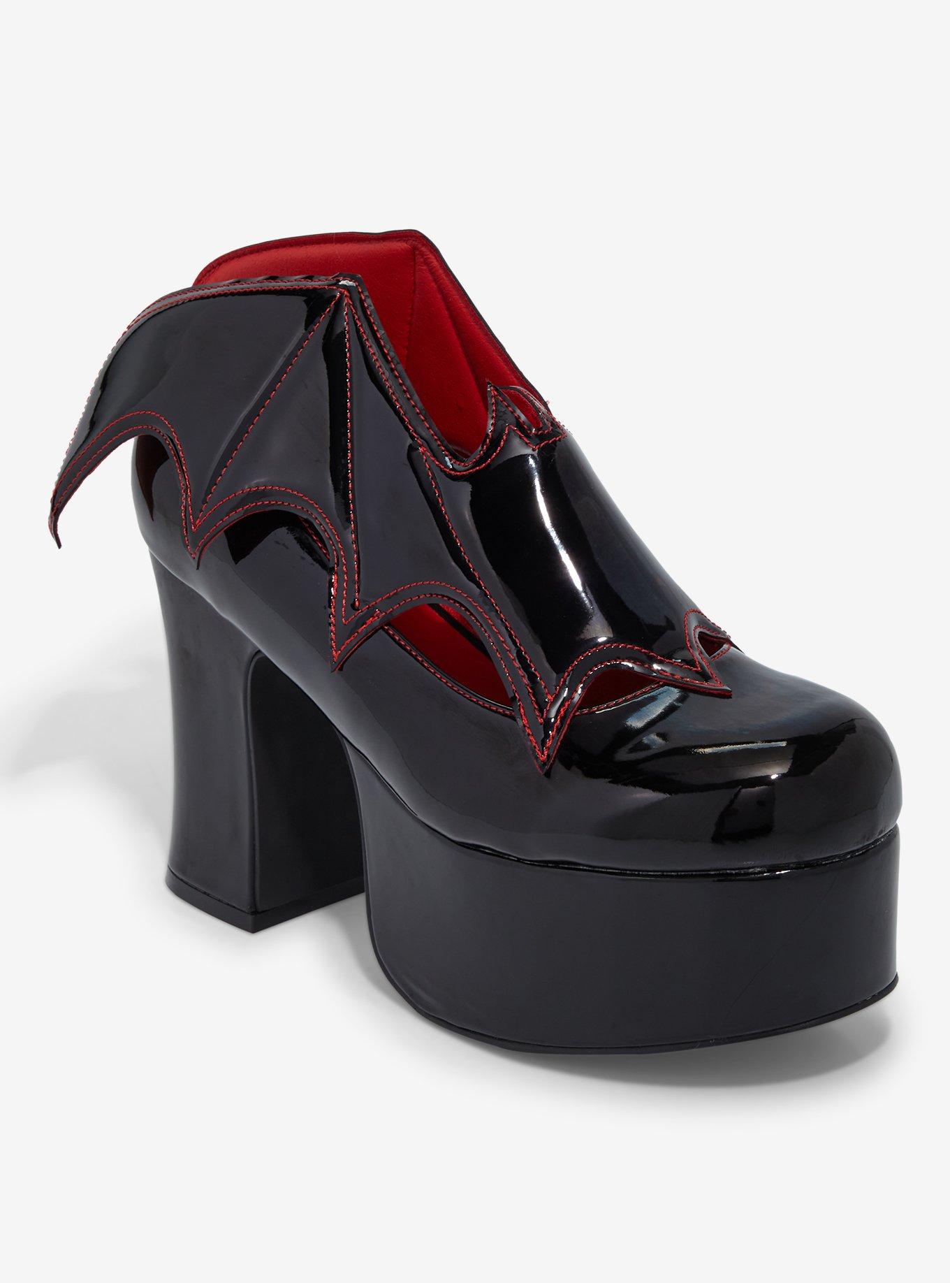 Strange Cvly Black Vampira Wing Heels, , hi-res