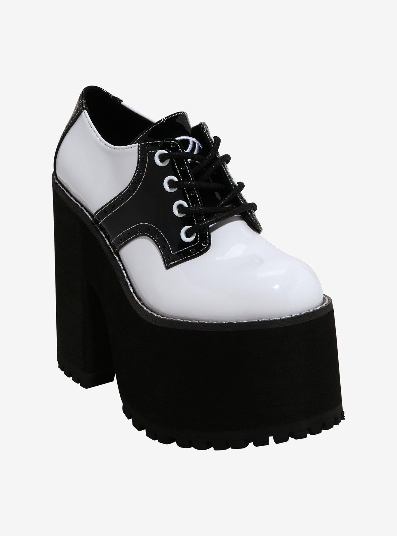 Strange Cvlt Black & White Sadie Platform Heels, MULTI, hi-res