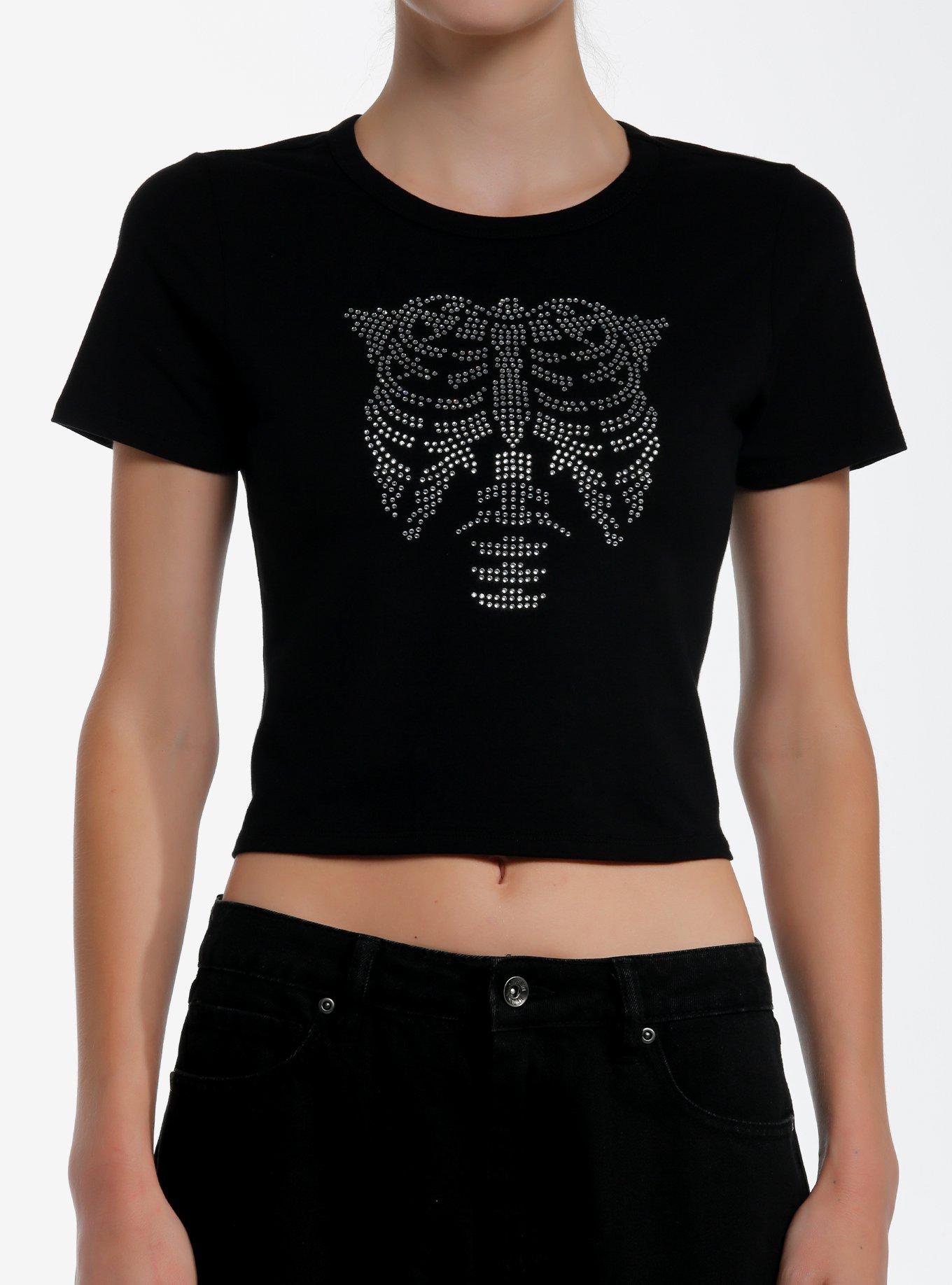 Black Rhinestone Rib Cage Girls Baby T-Shirt, MULTI, hi-res