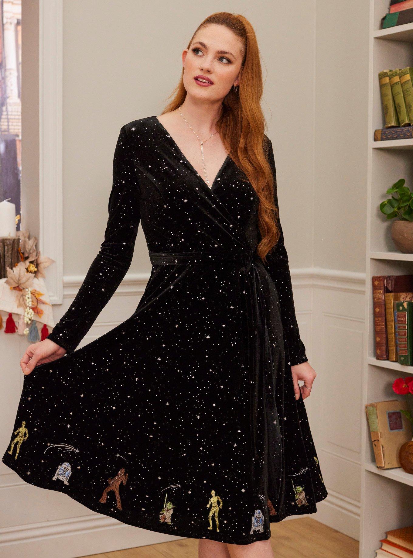 Her Universe Star Wars Galaxy Characters Velvet Long-Sleeve Dress