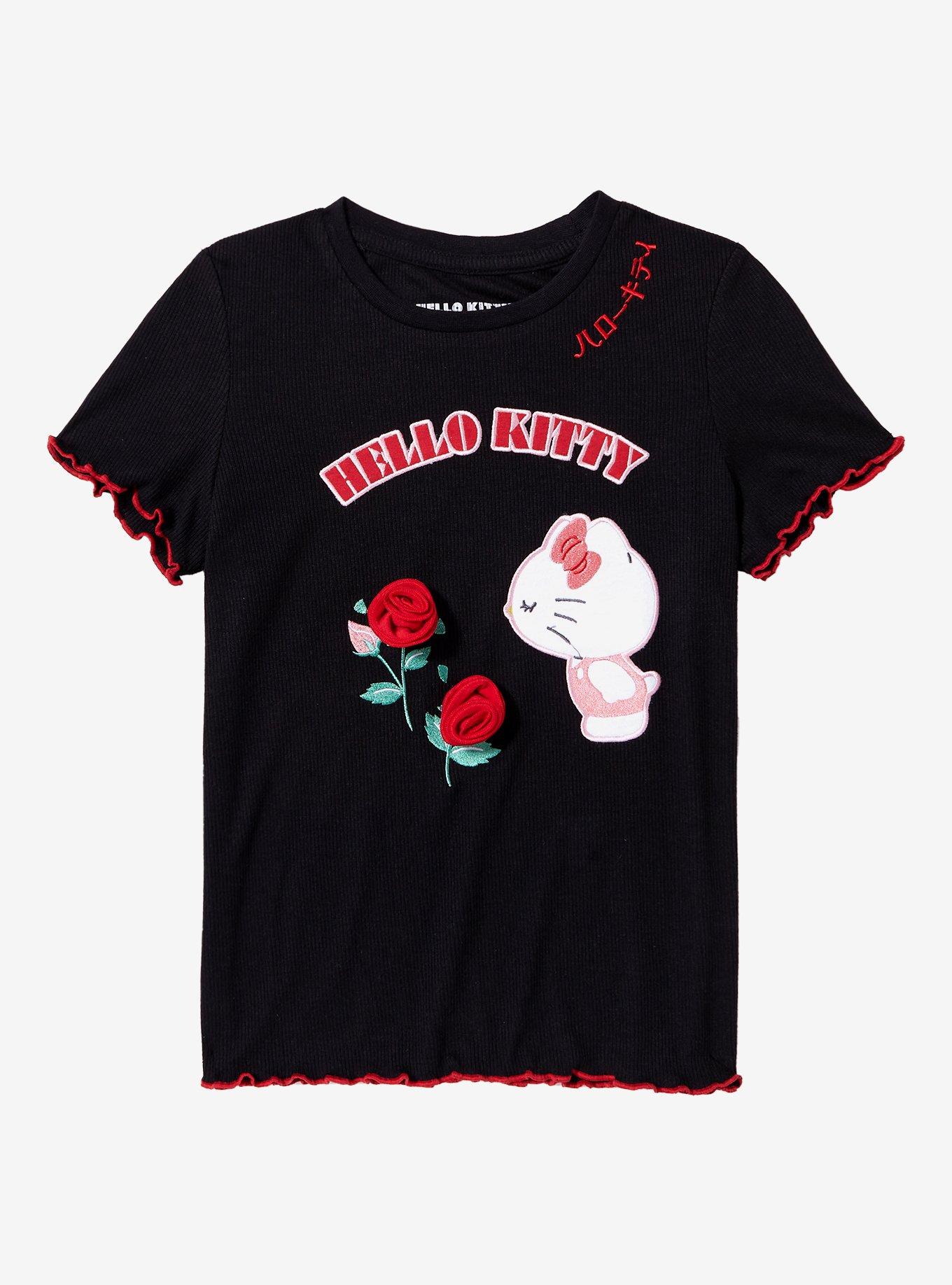 Sanrio Hello Kitty Rose Lettuce Hem Youth T-Shirt