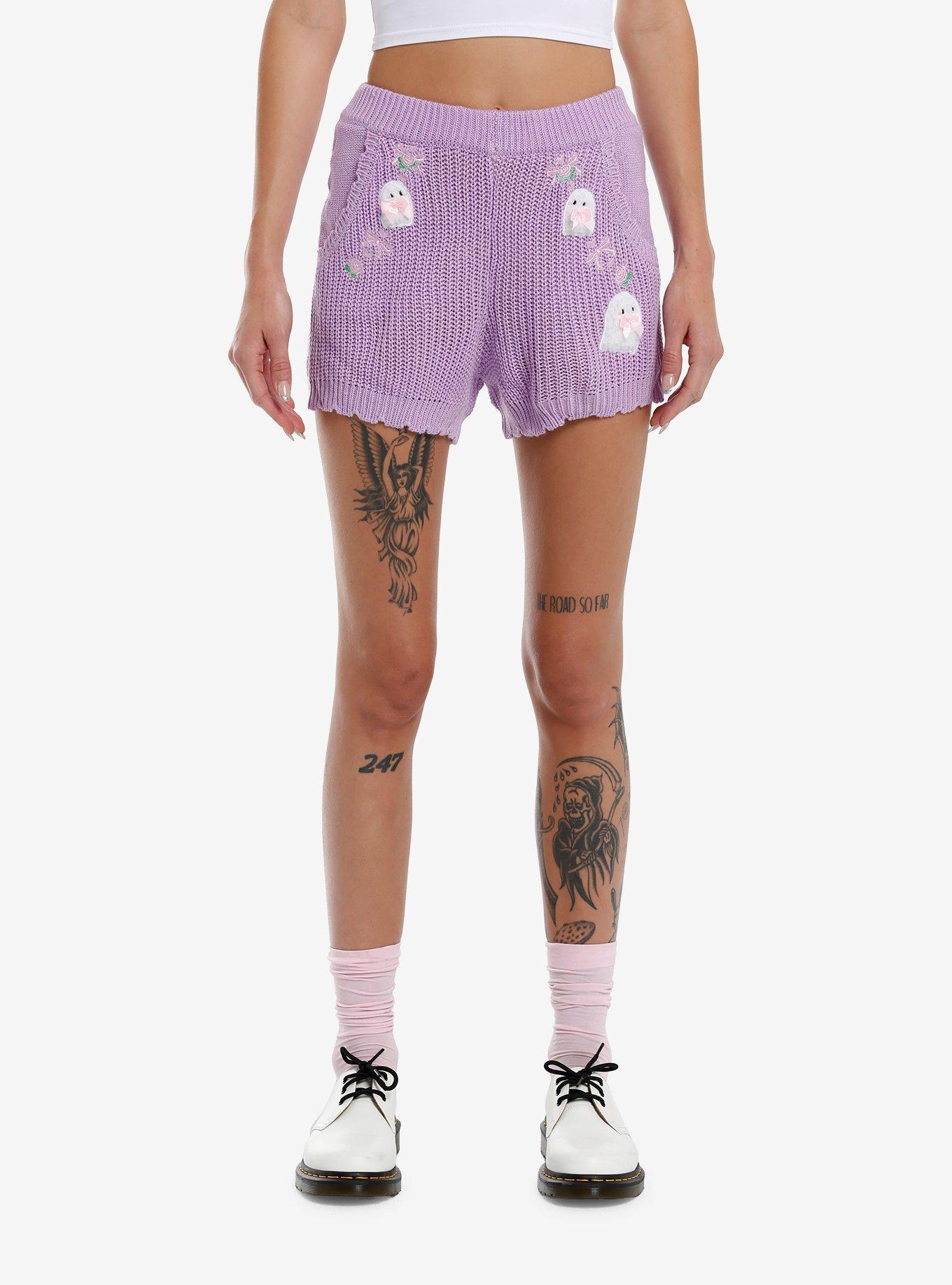 Sweet Society Pastel Purple Ghost Knit Lounge Shorts