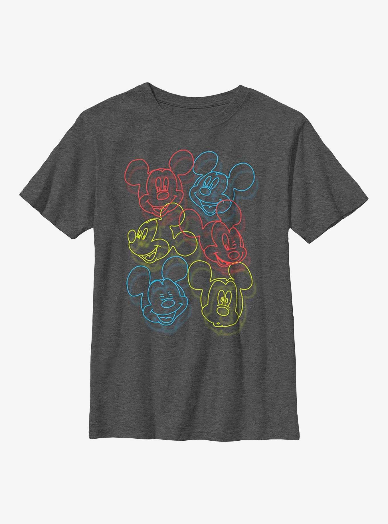 Disney Mickey Mouse Neon Heads Youth T-Shirt, CHAR HTR, hi-res