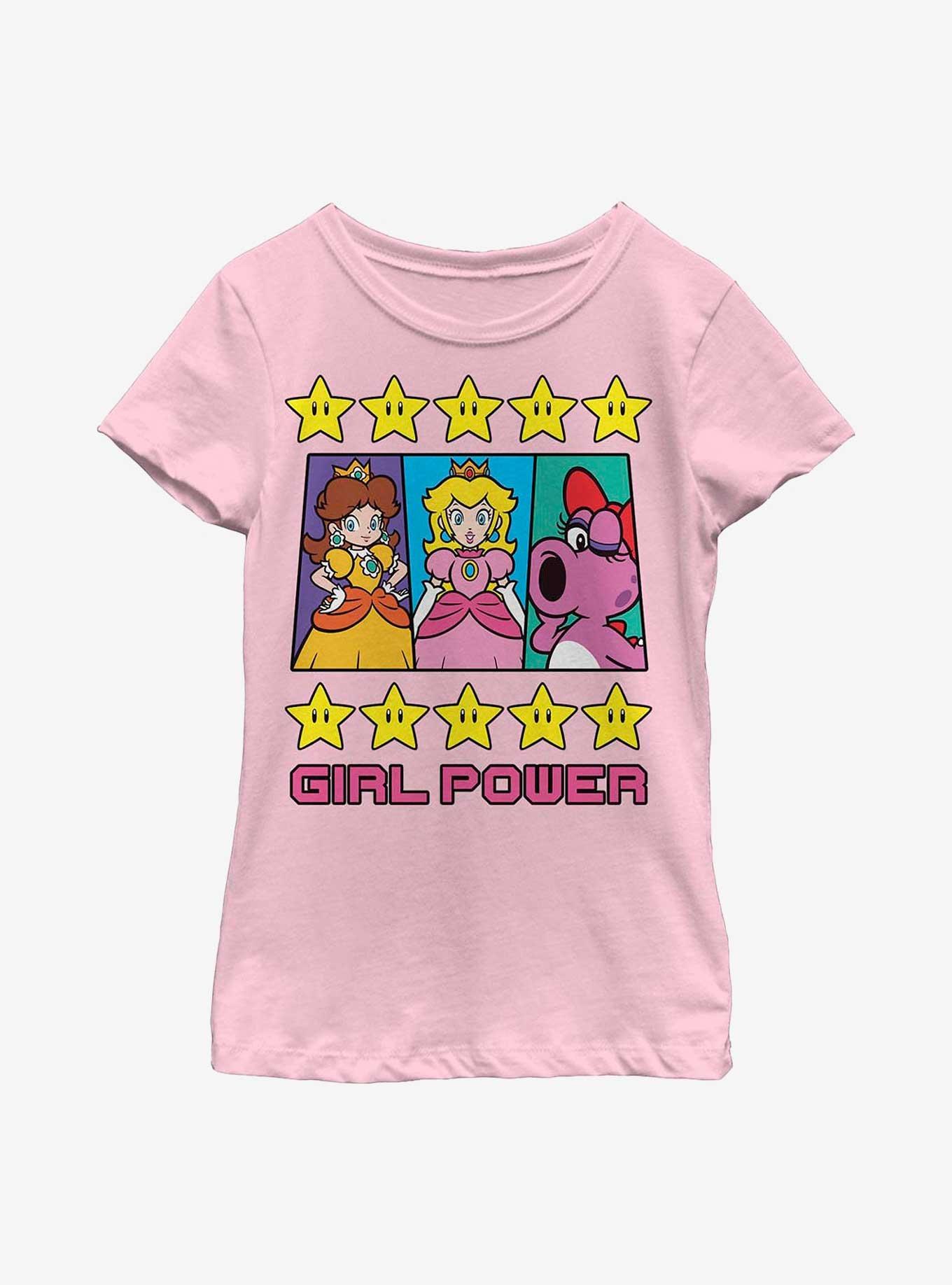 Nintendo Super Mario Girl Power Trio Youth Girls T-Shirt, PINK, hi-res