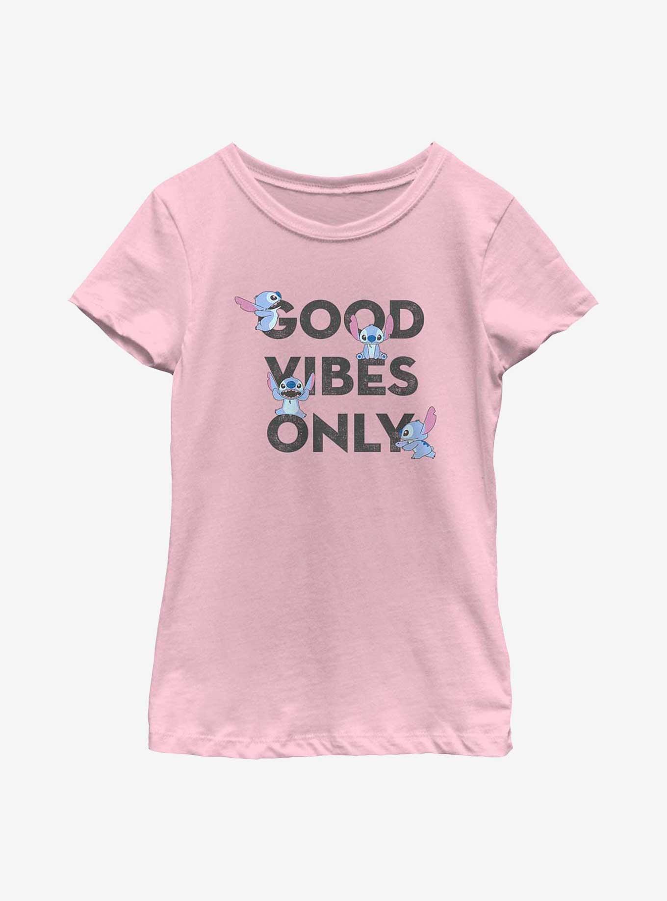 Disney Lilo & Stitch Stitch Good Vibes Youth Girls T-Shirt, PINK, hi-res