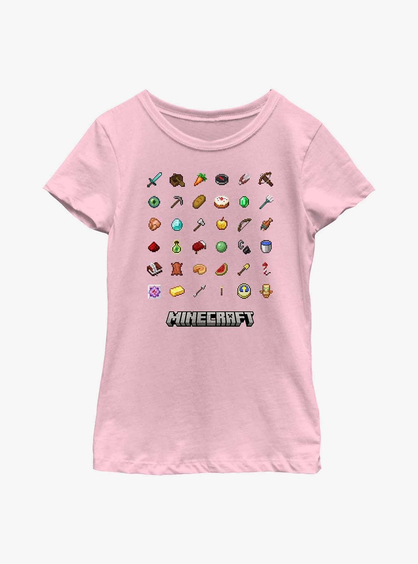 Minecraft Icons Grid Youth Girls T-Shirt