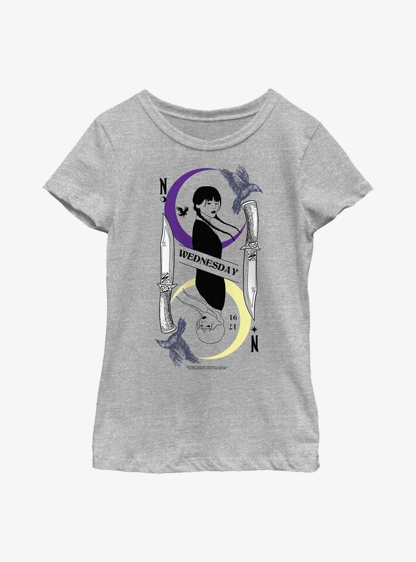 Wednesday Tarot Card Balance Youth Girls T-Shirt, ATH HTR, hi-res