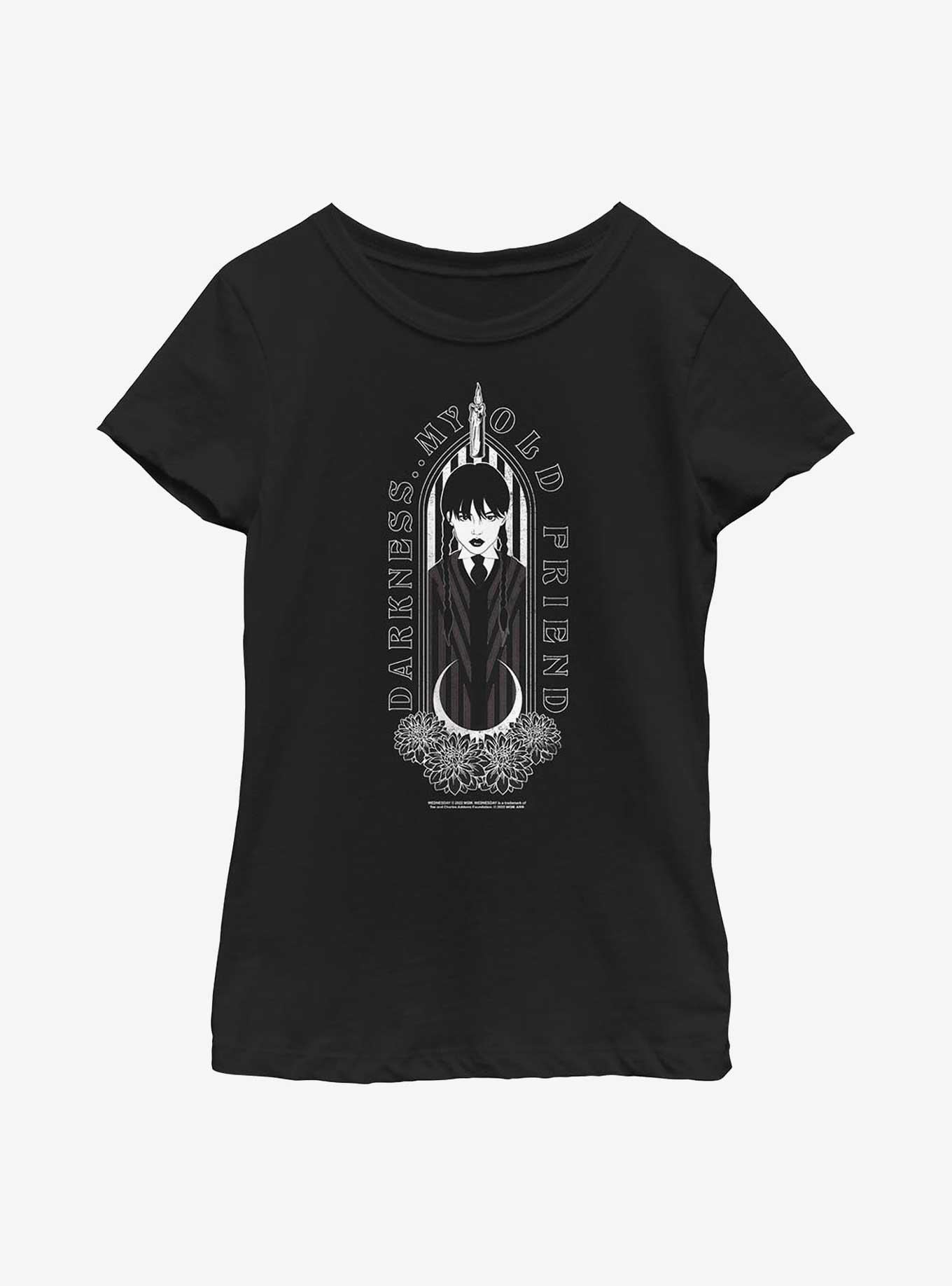 Wednesday Darkness My Old Friend Youth Girls T-Shirt, , hi-res