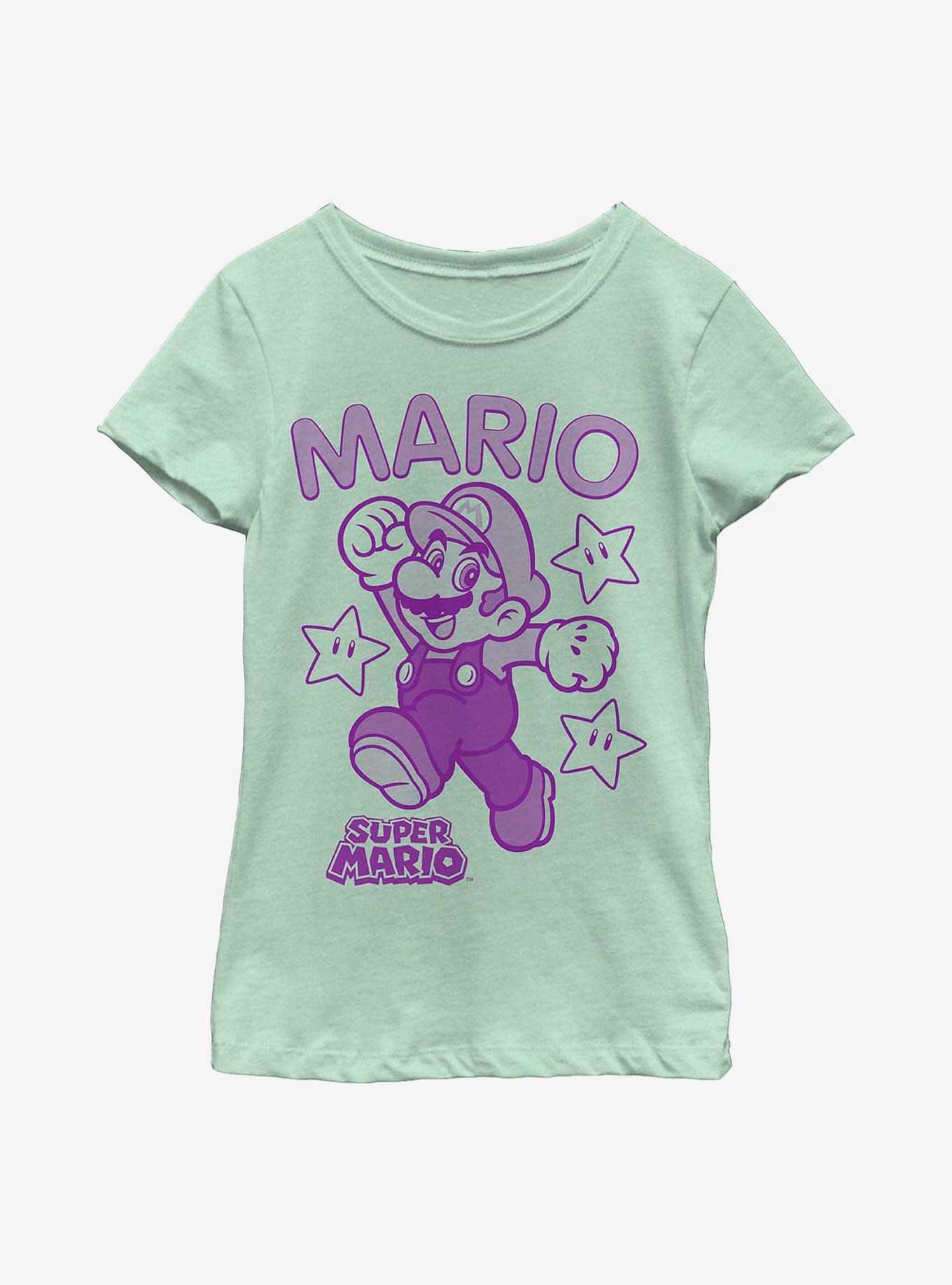 Nintendo Super Mario Mario Running Stars Youth Girls T-Shirt, , hi-res