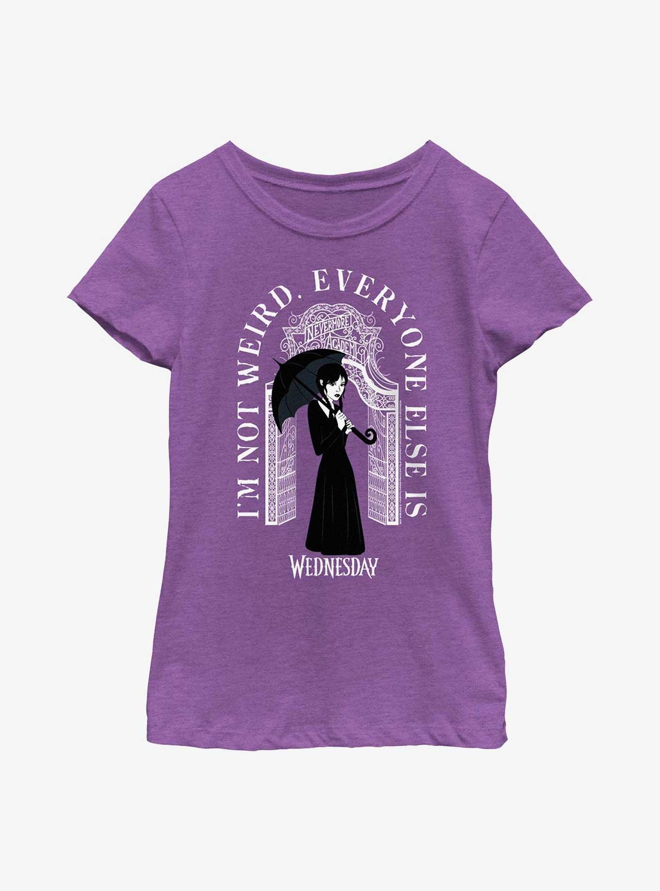 Wednesday I'm Not Weird Everyone Else Is Youth Girls T-Shirt, PURPLE BERRY, hi-res