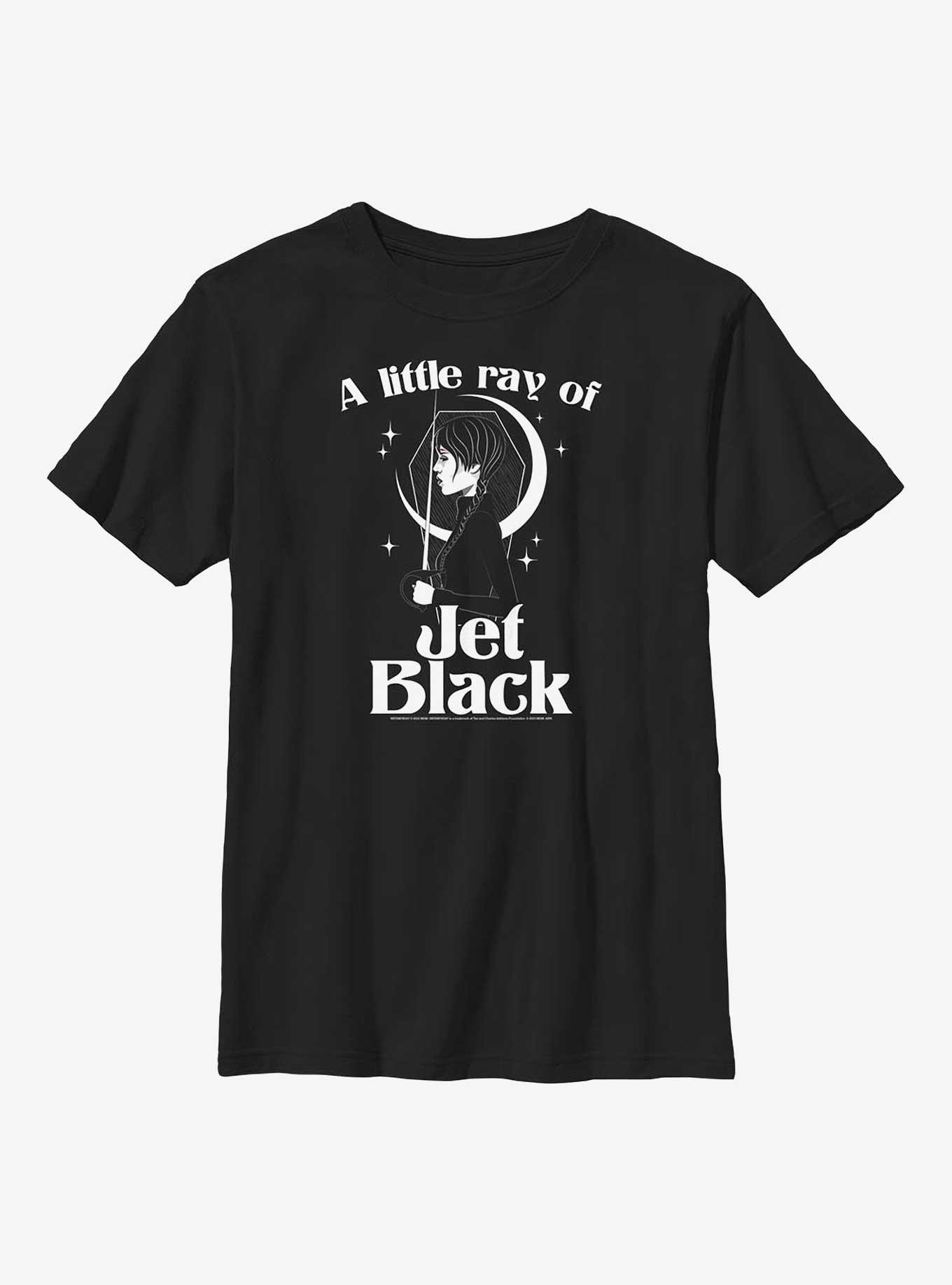 Wednesday A Little Ray Of Jet Black Youth T-Shirt, BLACK, hi-res