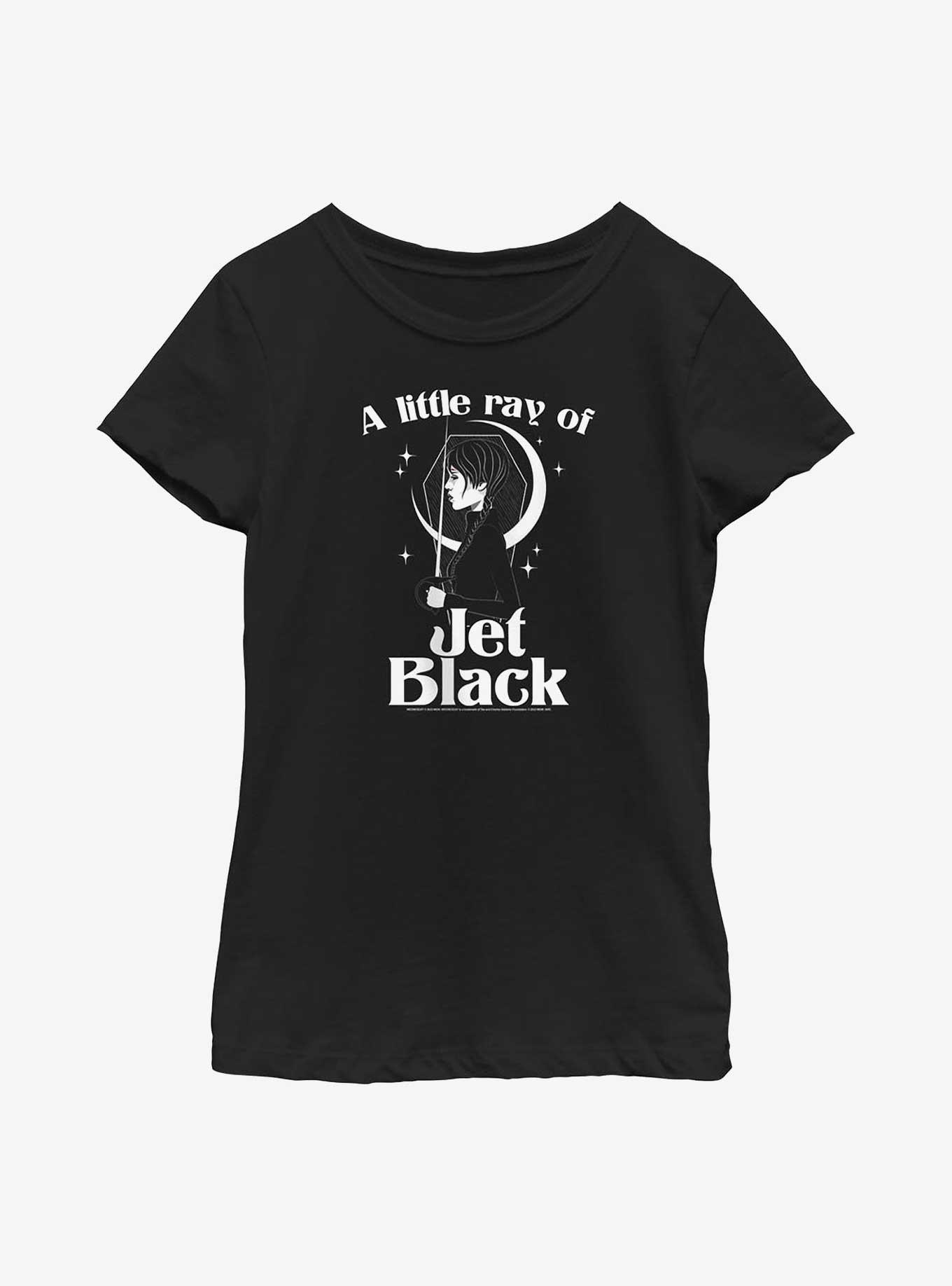 Wednesday A Little Ray Of Jet Black Youth Girls T-Shirt, BLACK, hi-res