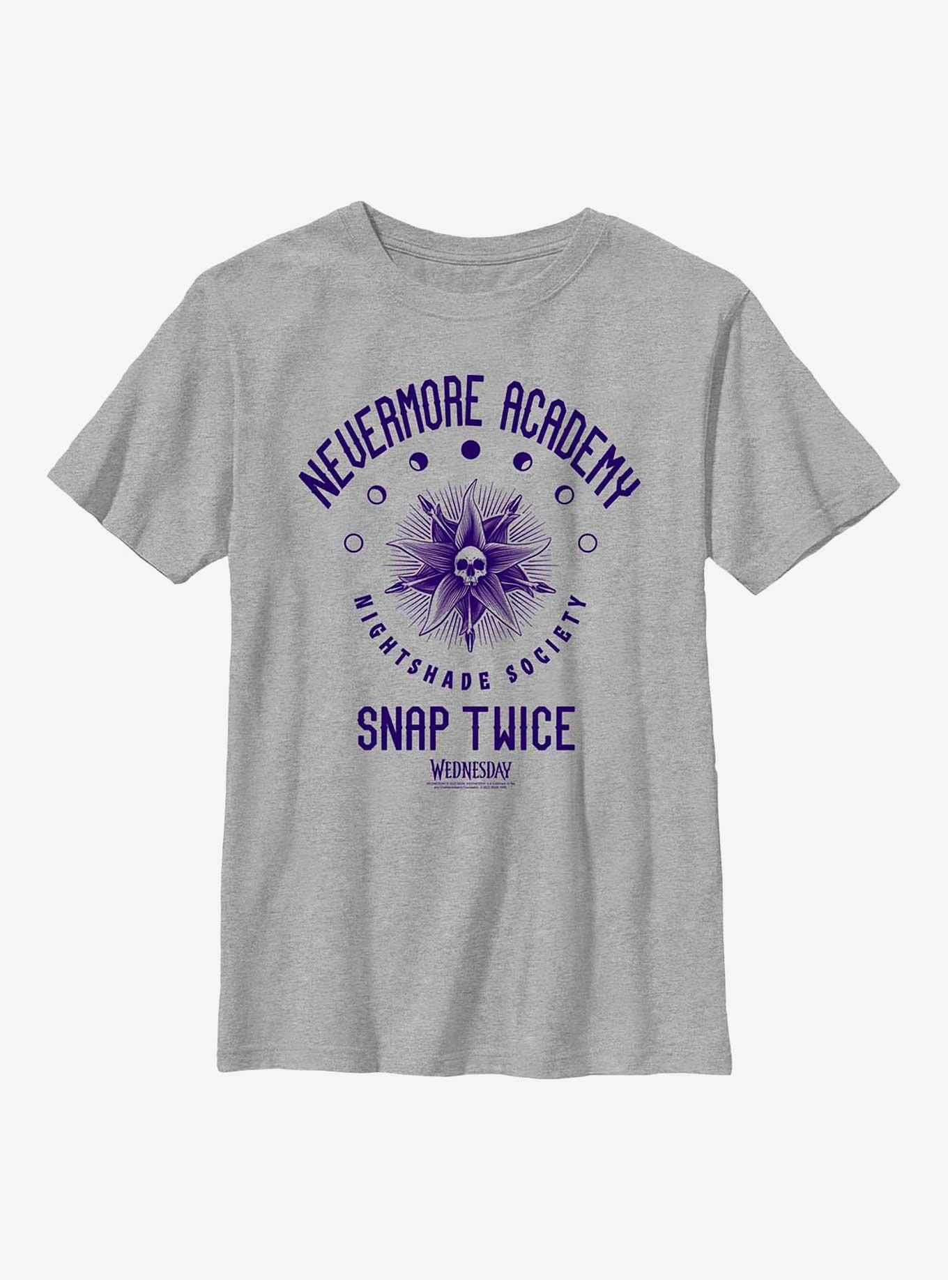 Wednesday Nevermore Academy Nightshade Society Youth T-Shirt, , hi-res