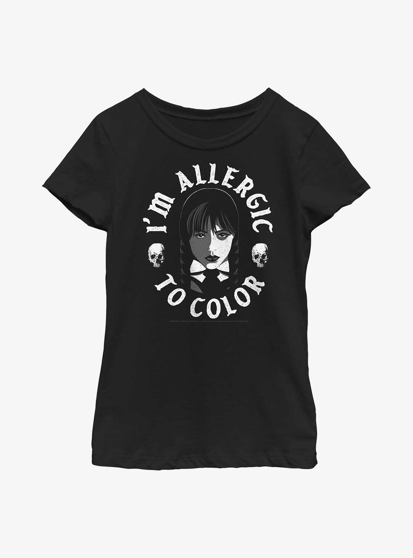 Wednesday I'm Allergic To Color Youth Girls T-Shirt, , hi-res