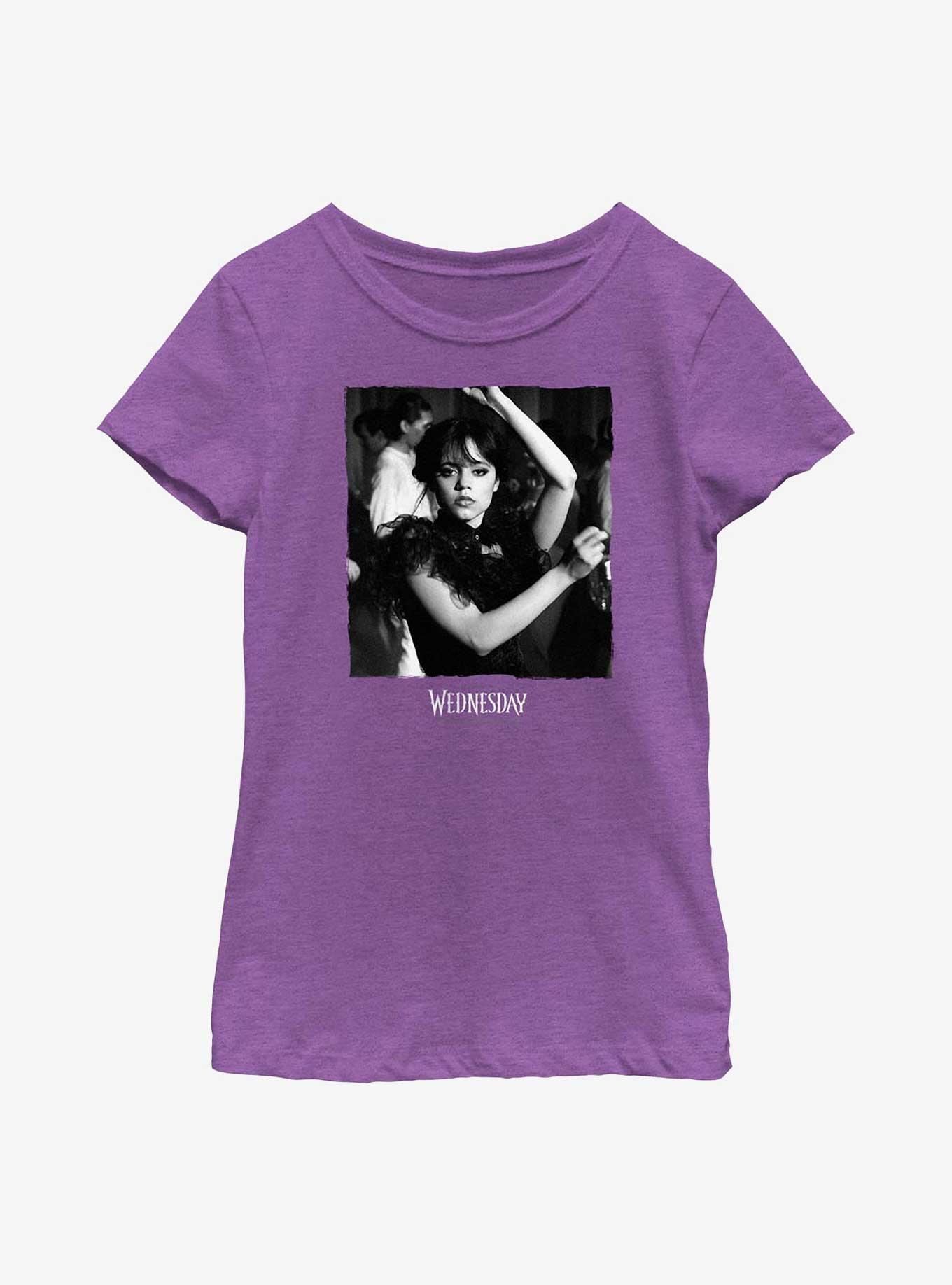 Wednesday Monochrome Dance Scene Youth Girls T-Shirt, PURPLE BERRY, hi-res