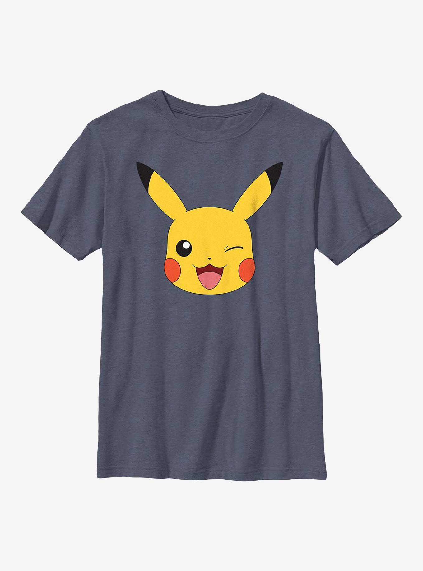 Pok?mon Pikachu Big Face Youth T-Shirt, NAVY HTR, hi-res