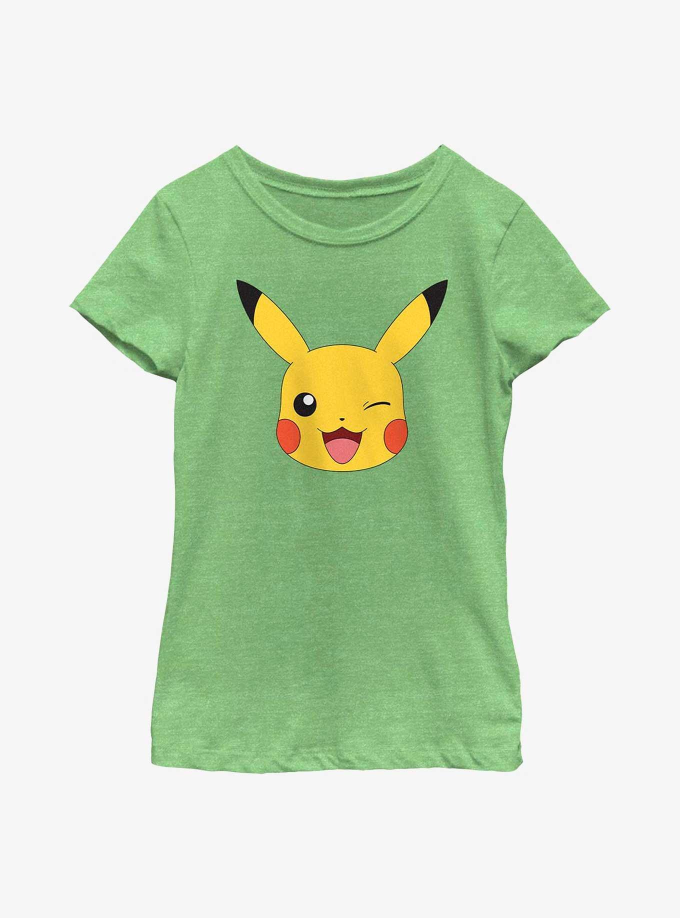 Pok?mon Pikachu Big Face Youth Girls T-Shirt, GRN APPLE, hi-res