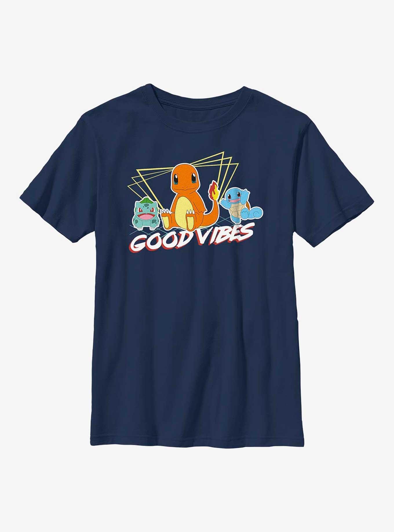 Pokemon Good Vibes Starter Pack Youth T-Shirt, NAVY, hi-res