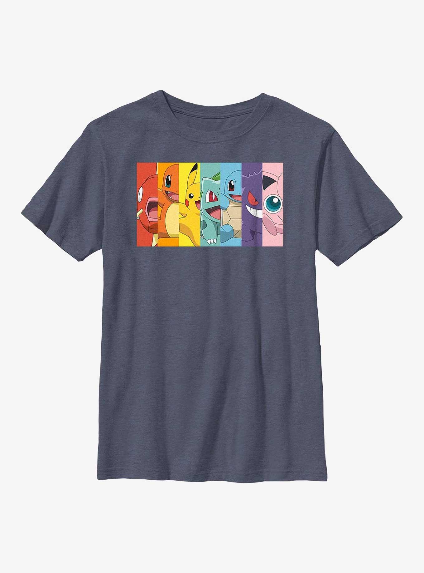 Pokemon Rainbow Split Face Youth T-Shirt, NAVY HTR, hi-res