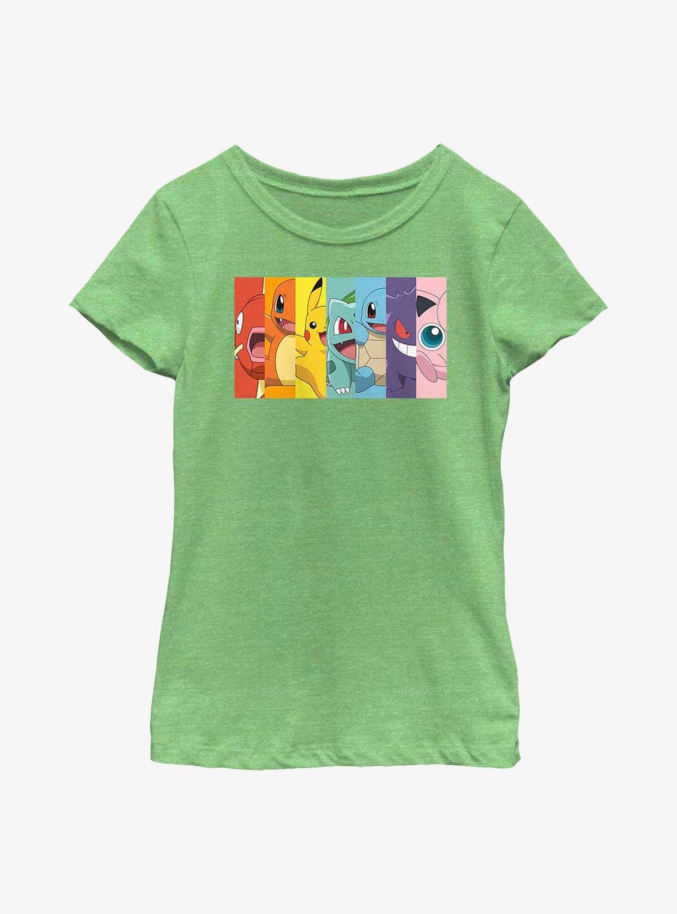 Pokemon Rainbow Split Face Youth Girls T-Shirt, GRN APPLE, hi-res