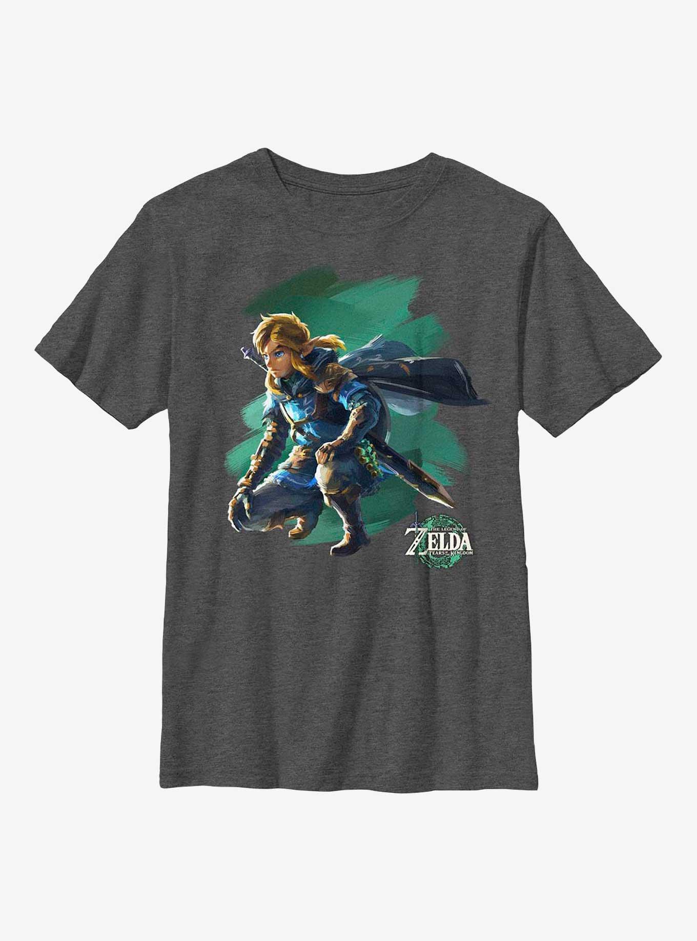 The Legend of Zelda: Tears of the Kingdom Link Crouch Youth T-Shirt, CHAR HTR, hi-res