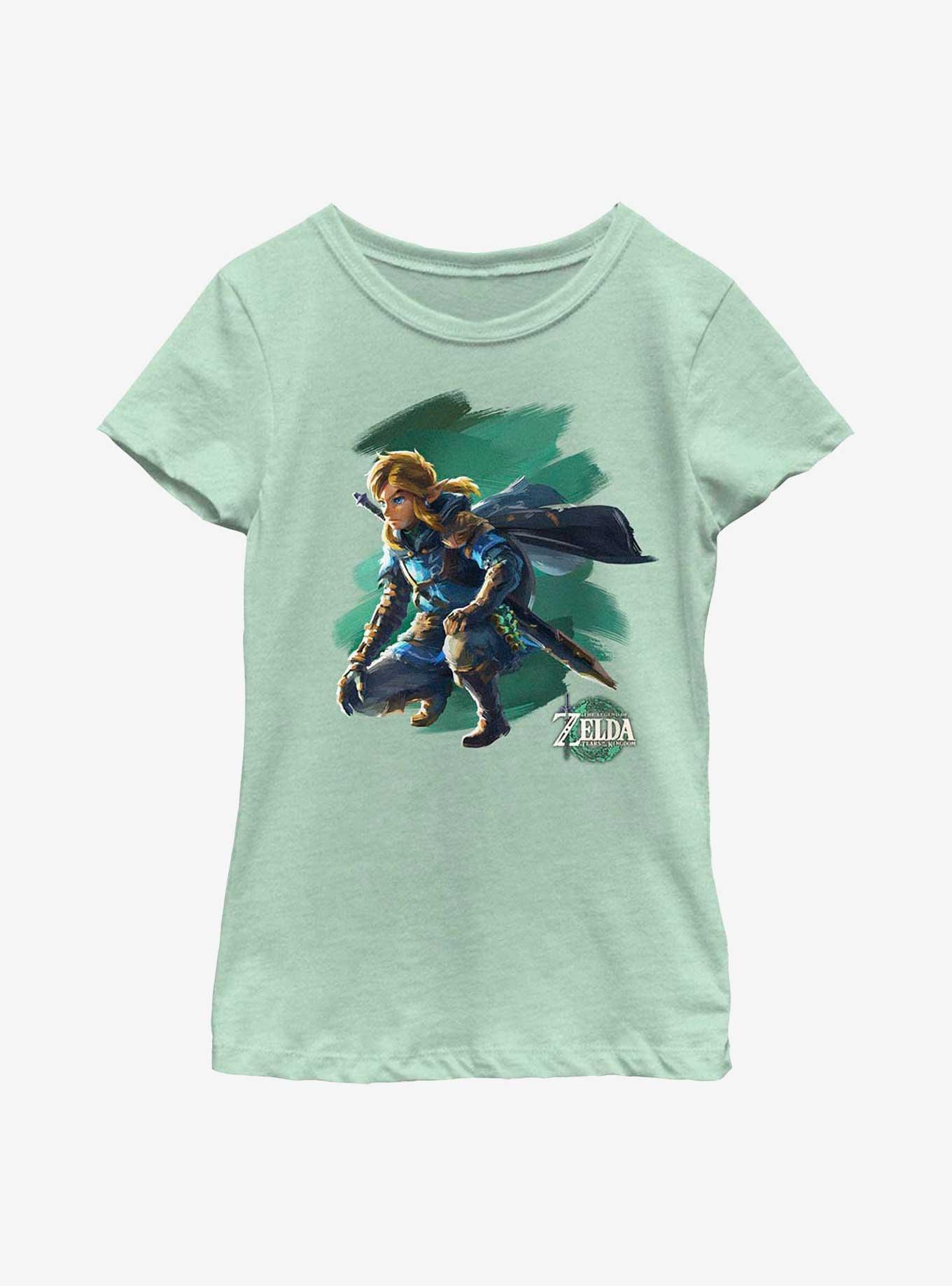 The Legend of Zelda: Tears of the Kingdom Link Crouch Youth Girls T-Shirt, MINT, hi-res