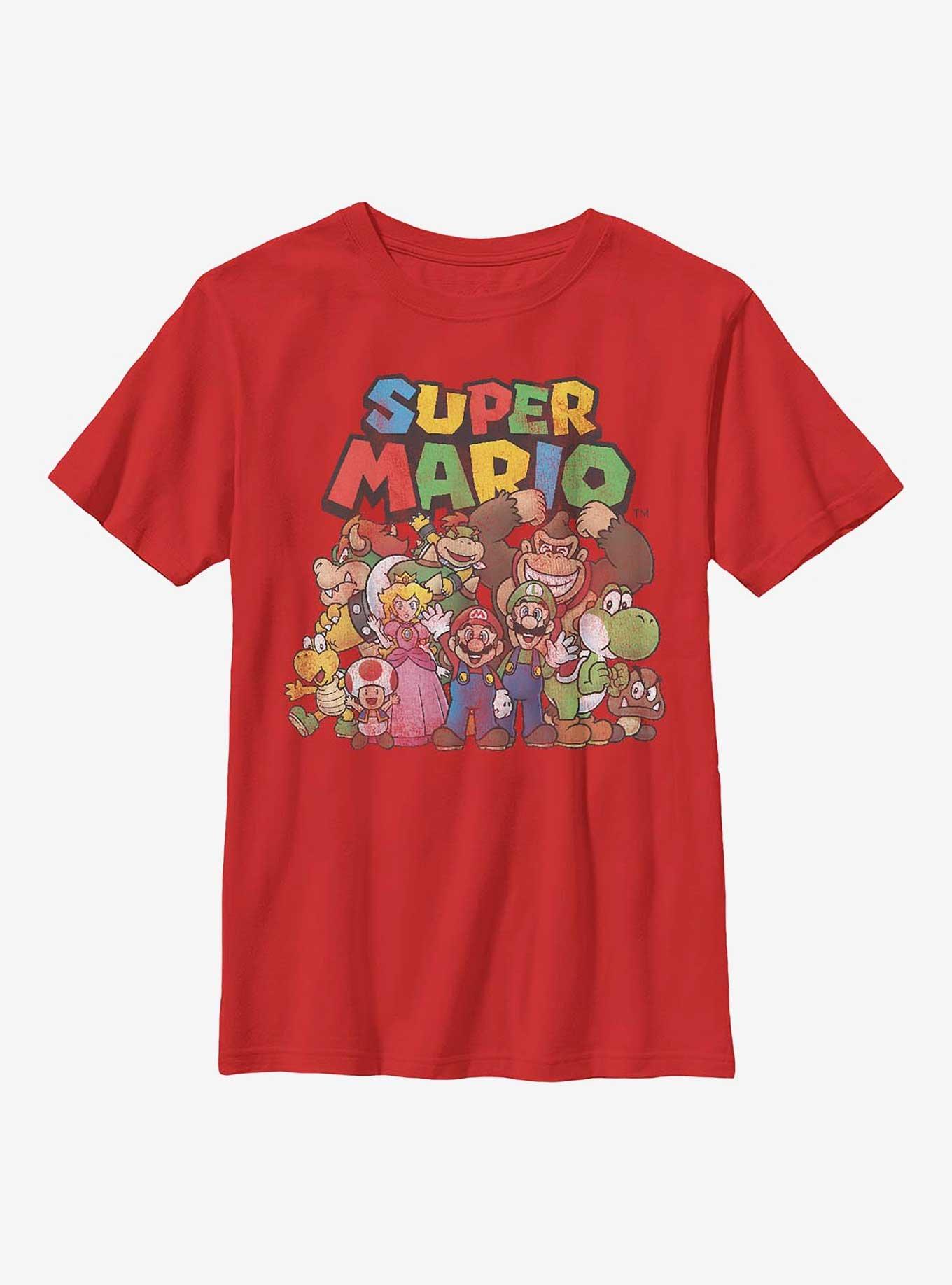 Nintendo Super Mario Group Time Youth T-Shirt, RED, hi-res