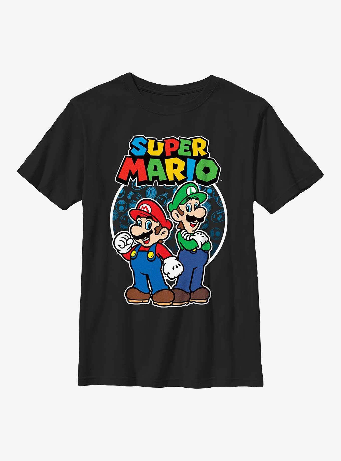 Nintendo Super Mario Bros Circular Icon Youth T-Shirt, BLACK, hi-res